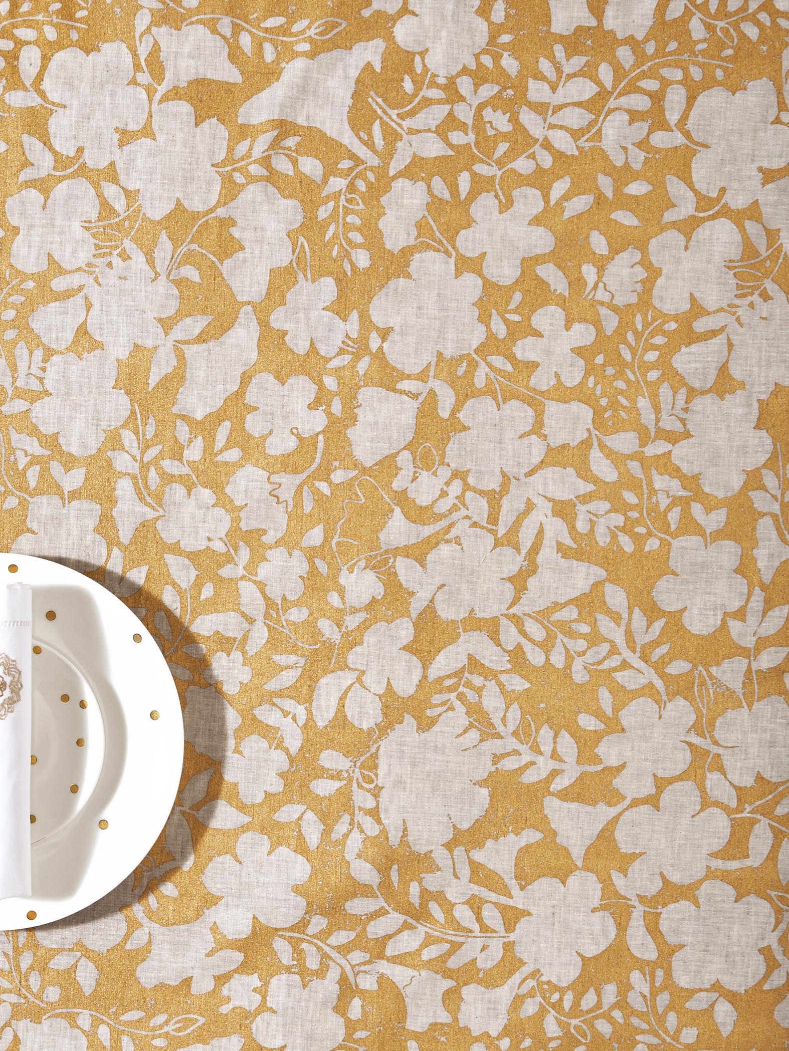 Grey & Gold Table Cloth Large