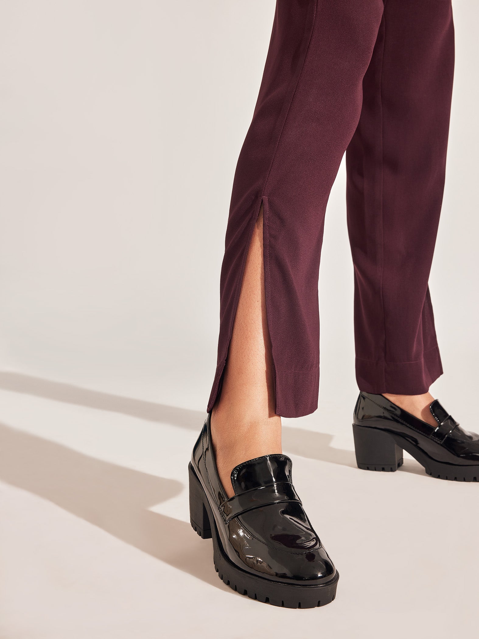 Maroon Side Slit Pants
