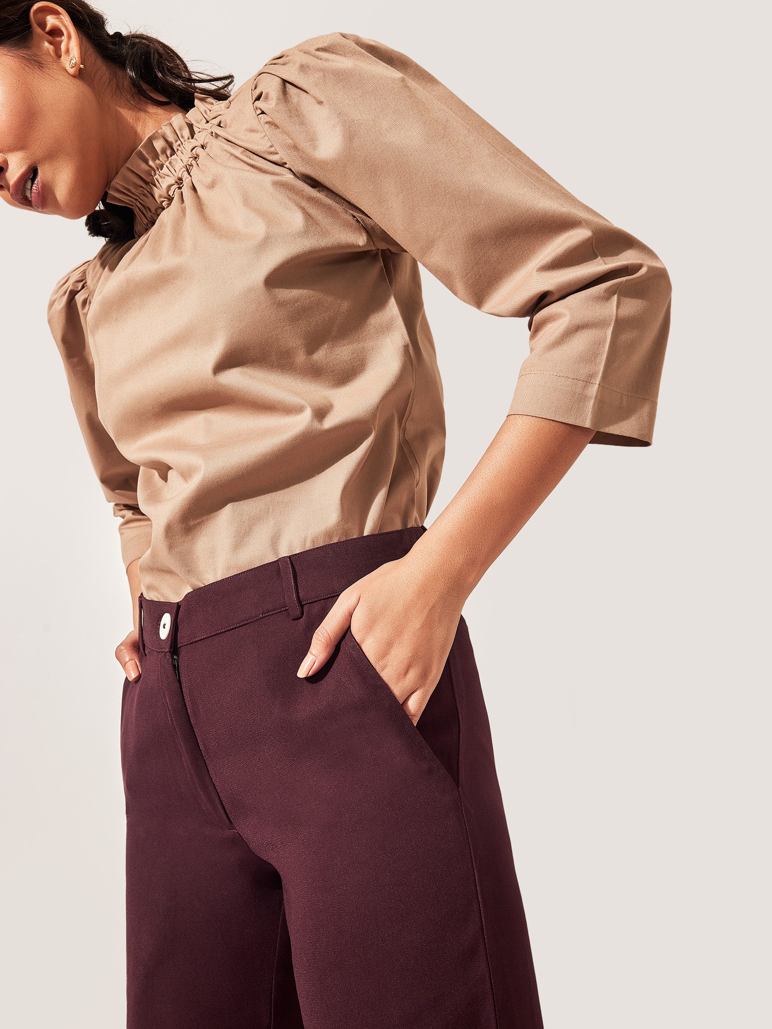 Maroon Side Slit Pants