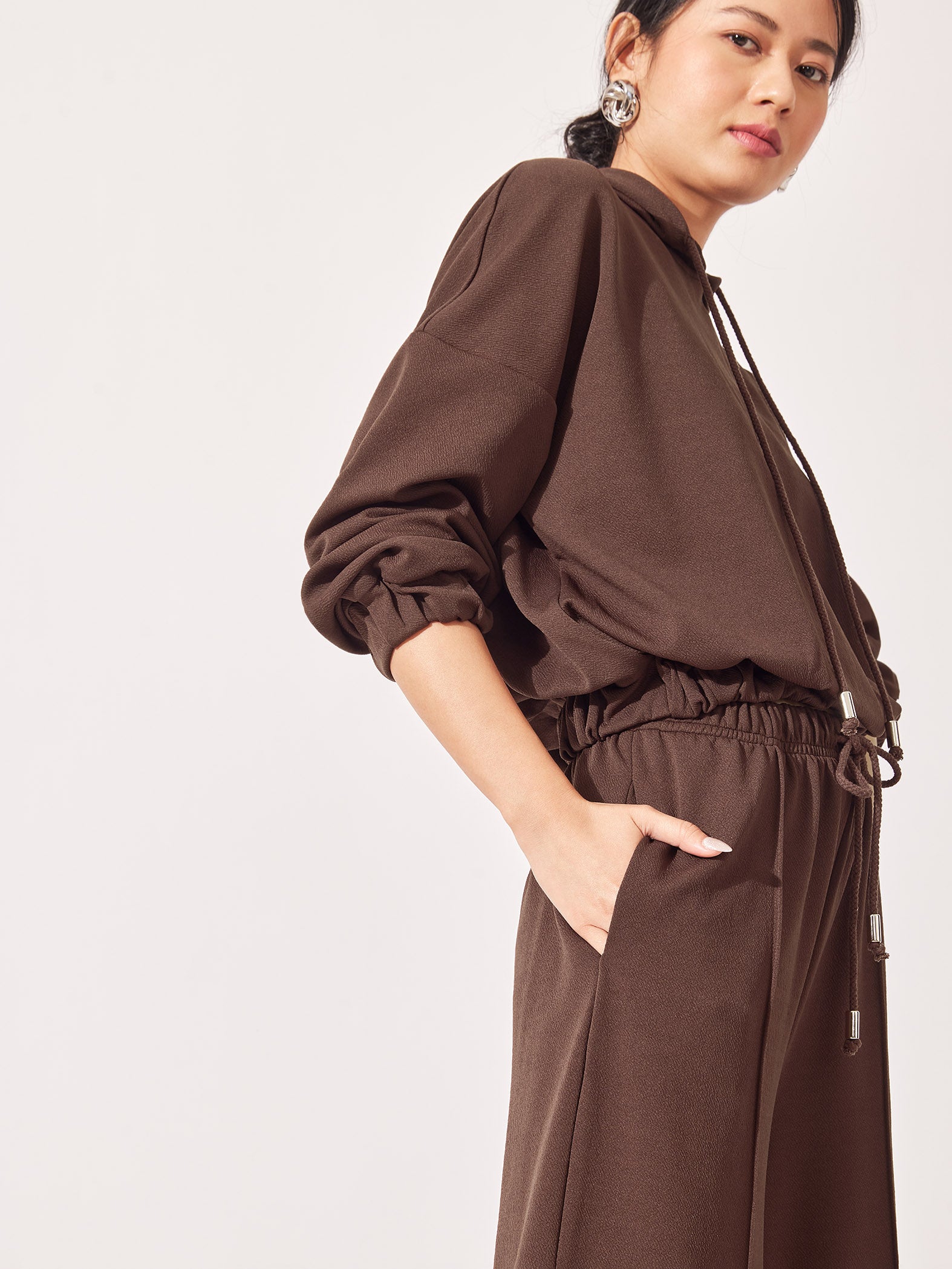 Mocha Drop Shoulder Hoodie