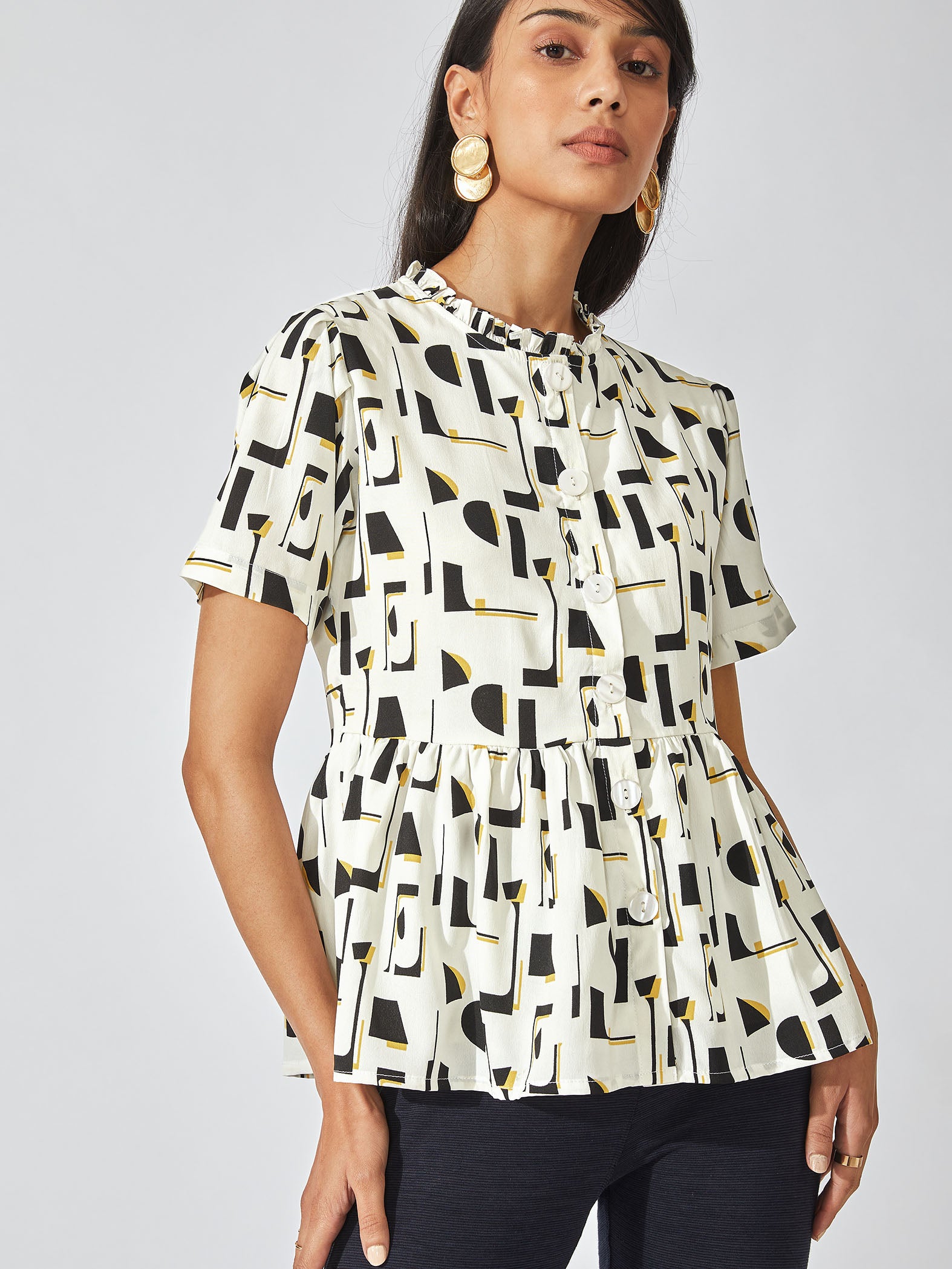 Monochrome Peplum Top