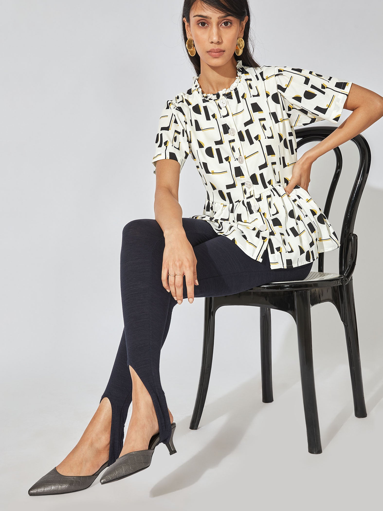 Monochrome Peplum Top