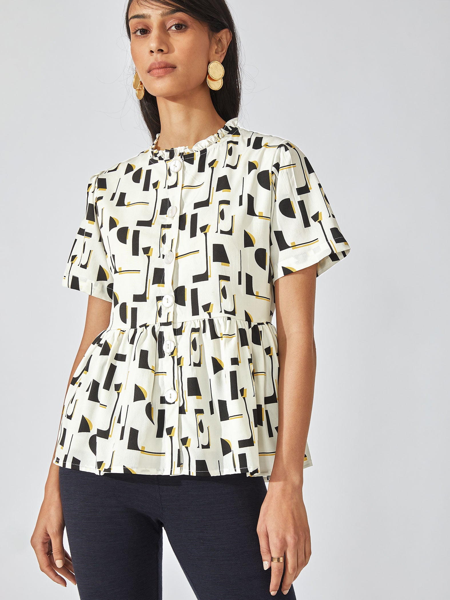 Monochrome Peplum Top