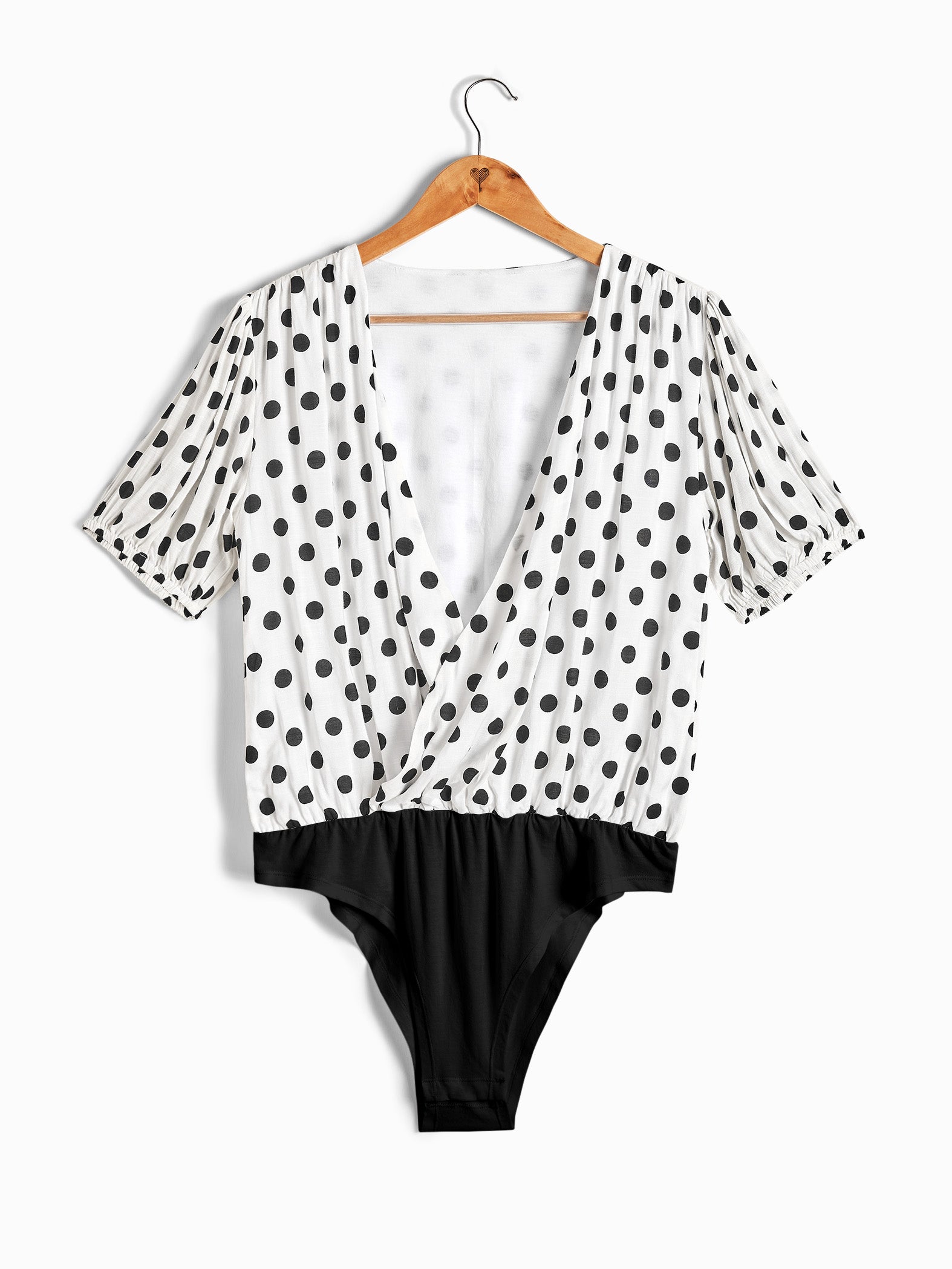 Monochrome Polka Overlap Bodysuit