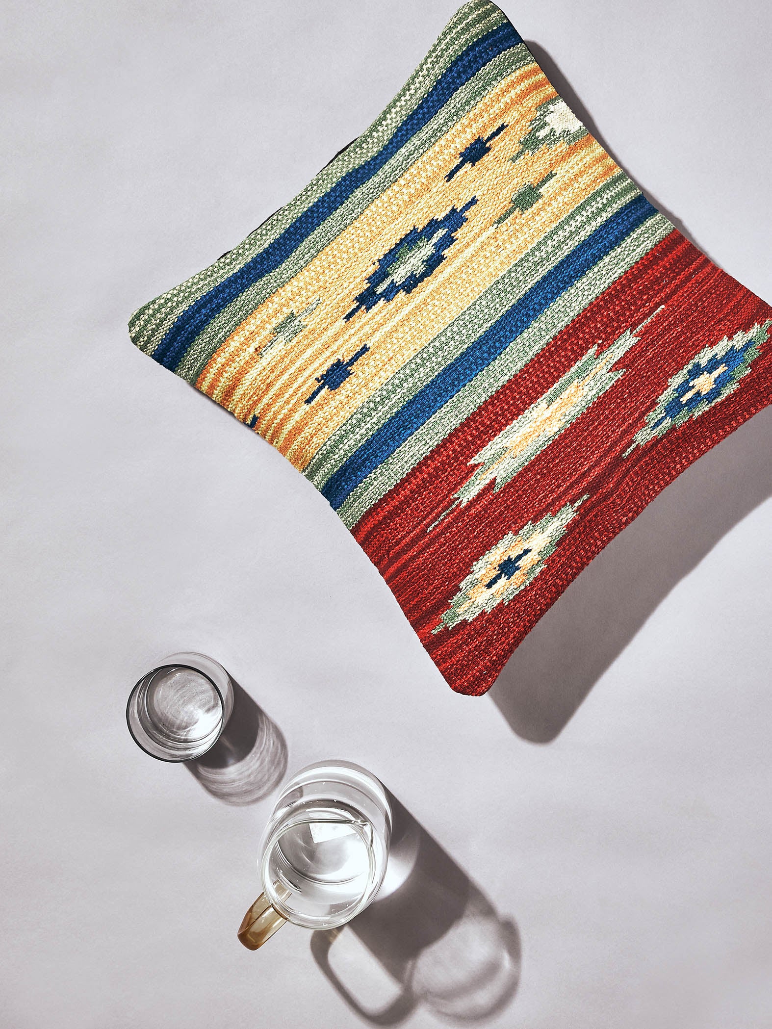 Mustard & Scarlet Kilim Cushion Cover