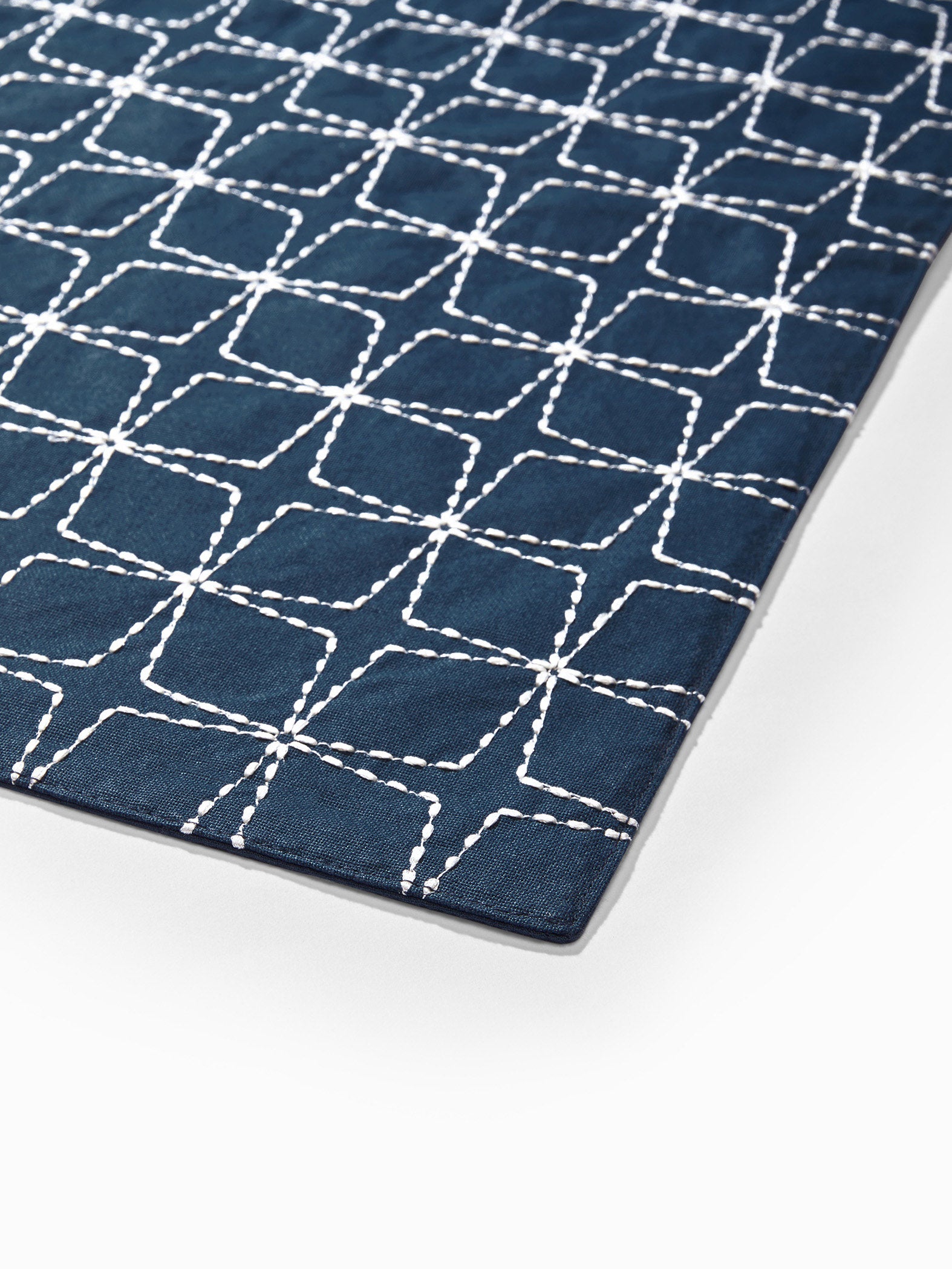 Navy Floral Motif Table Runner