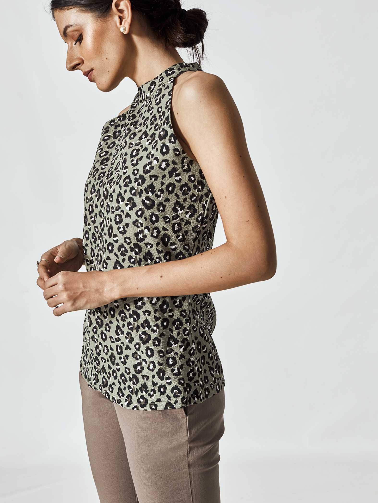 Olive Leopard Sleeveless Top