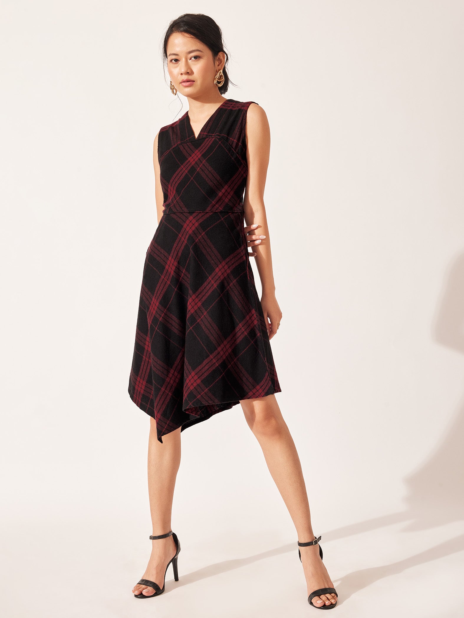 Red Flannel Asymmetric Dress