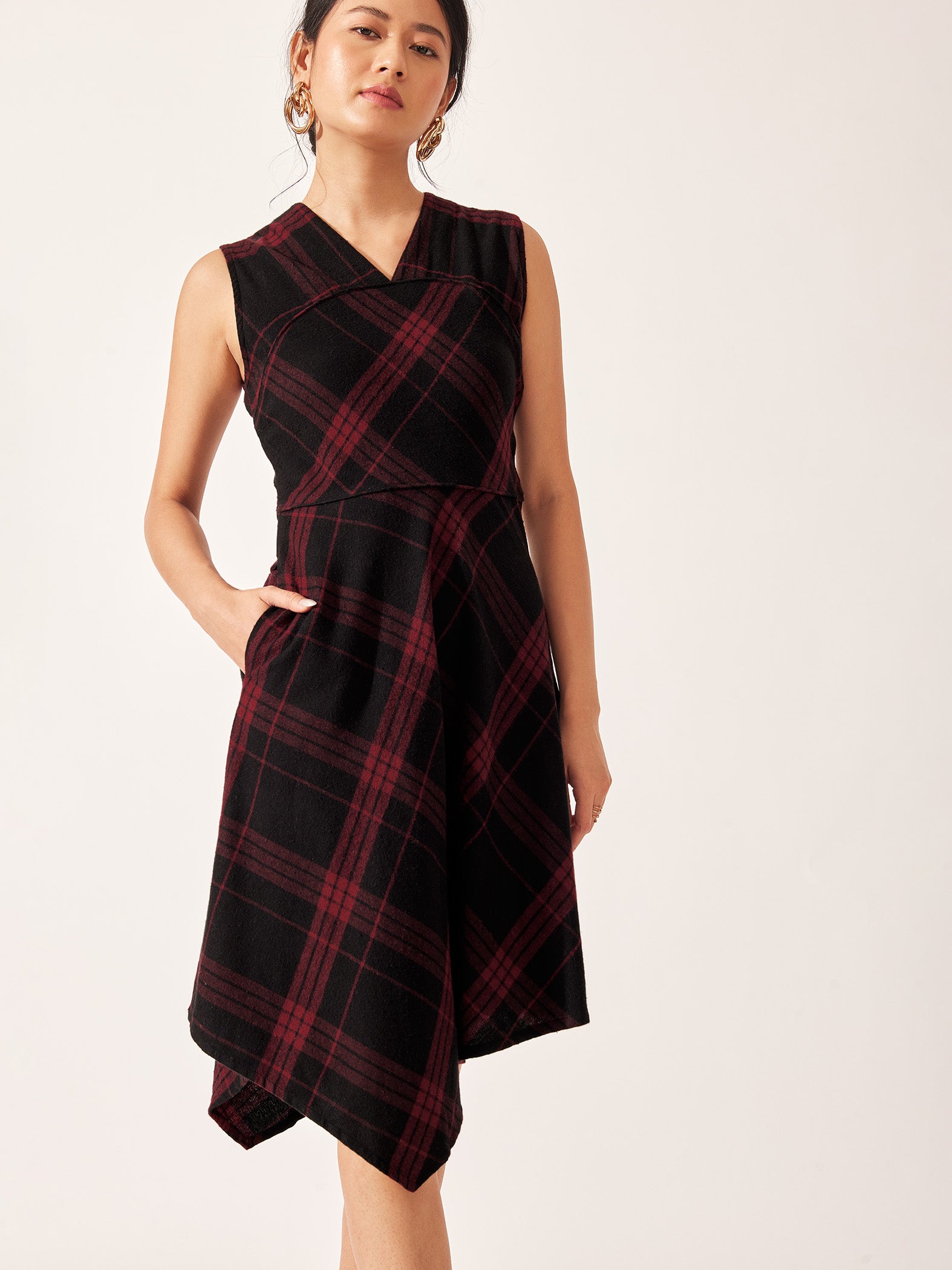 Red Flannel Asymmetric Dress