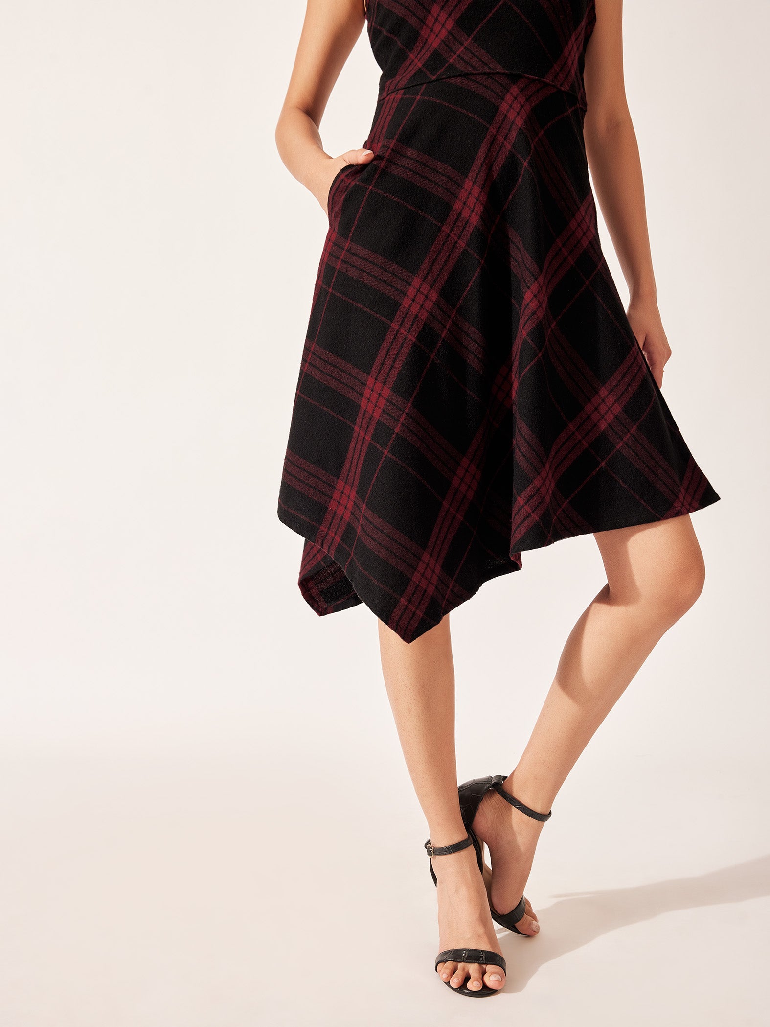 Red Flannel Asymmetric Dress