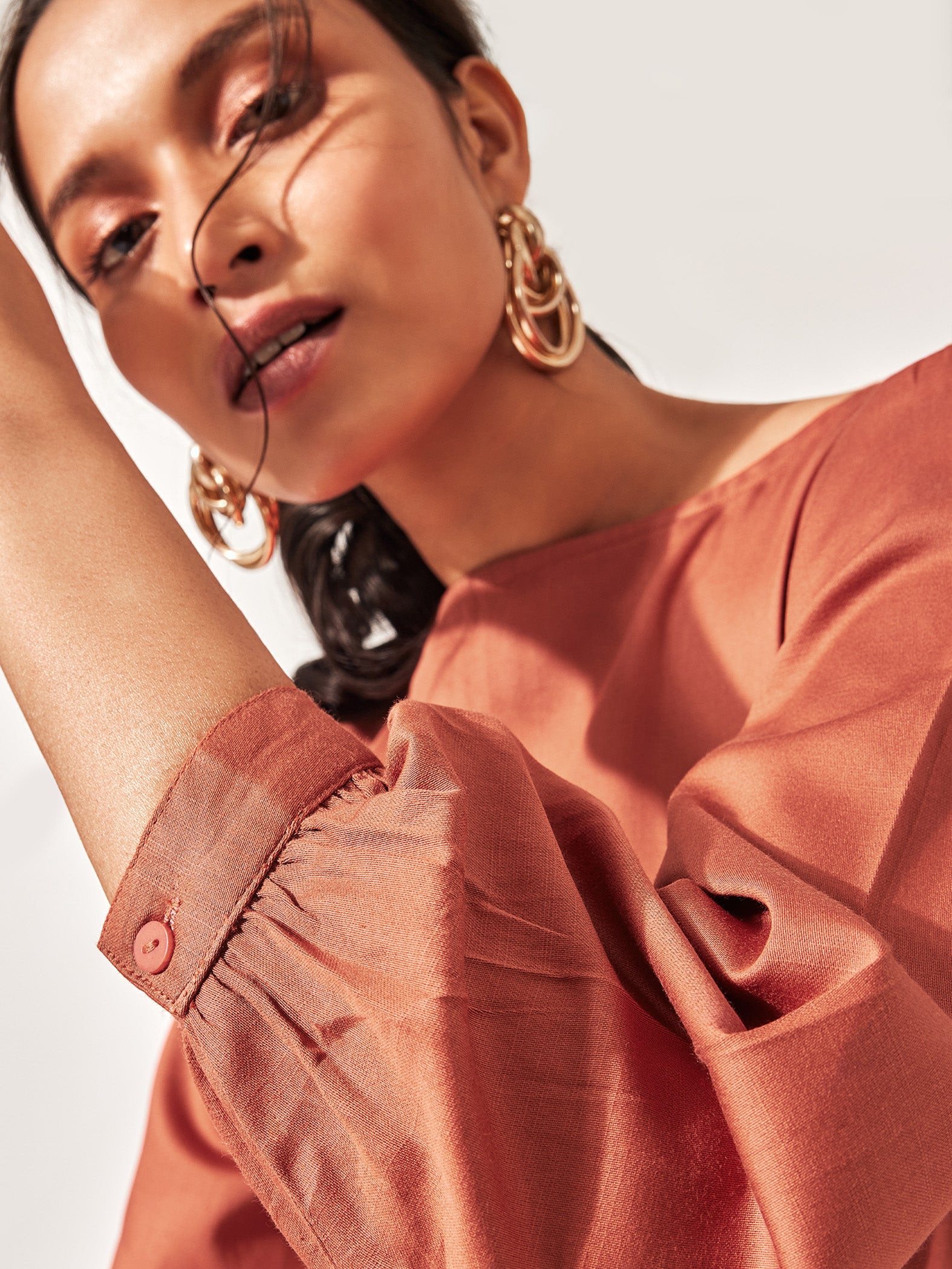 Rust Drop Waist Mini Dress