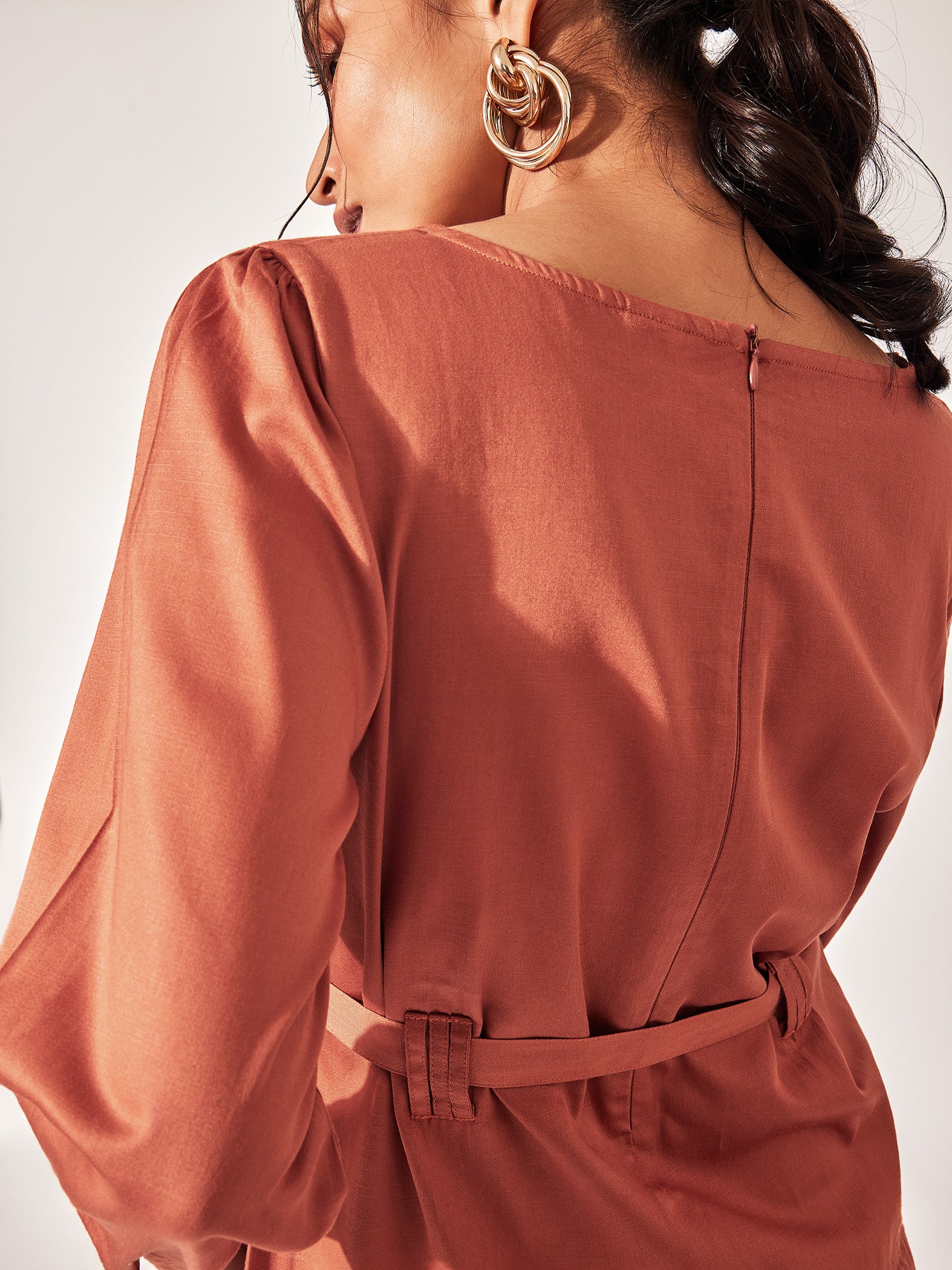 Rust Drop Waist Mini Dress