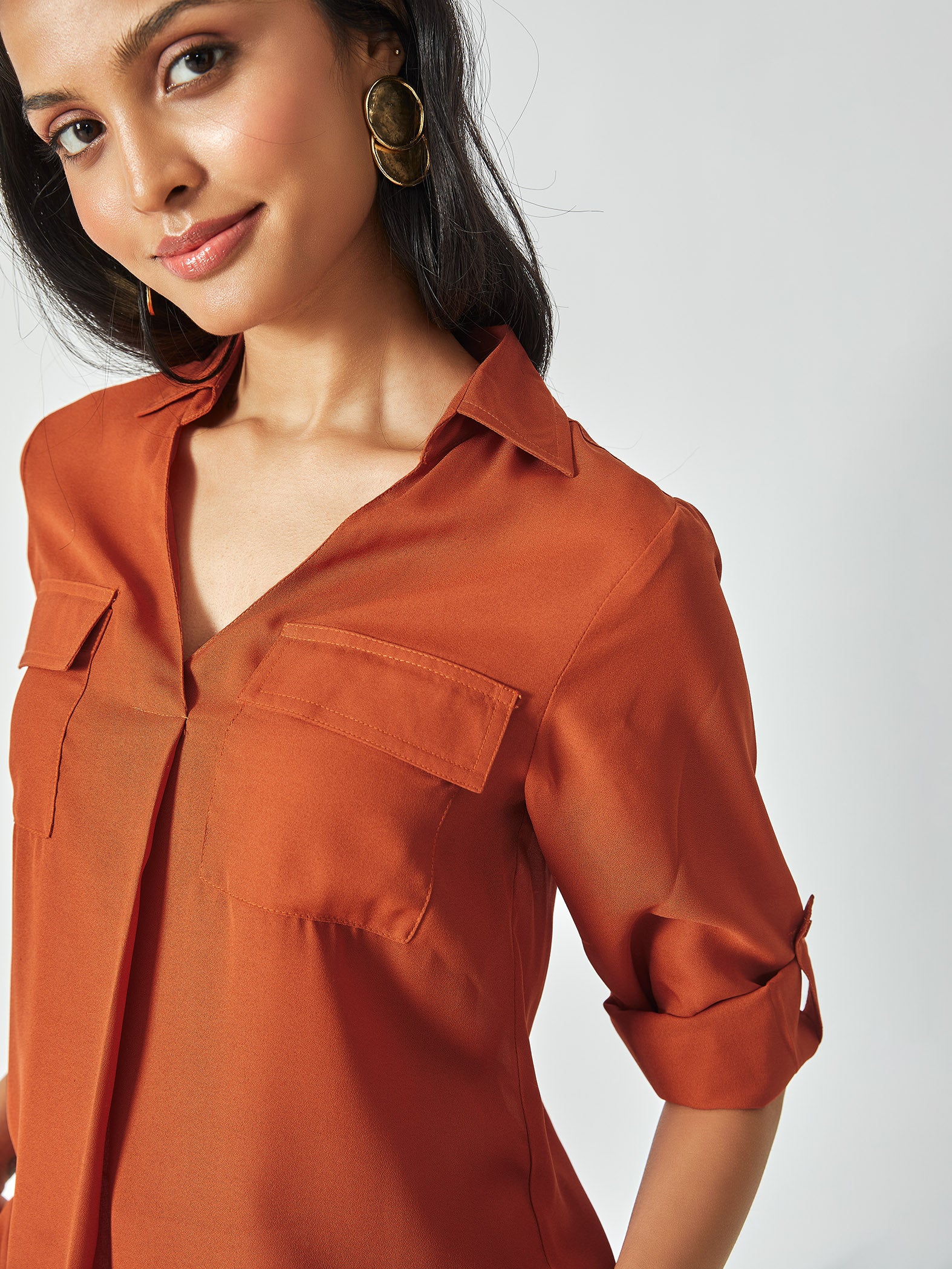 Rust Pleated Top