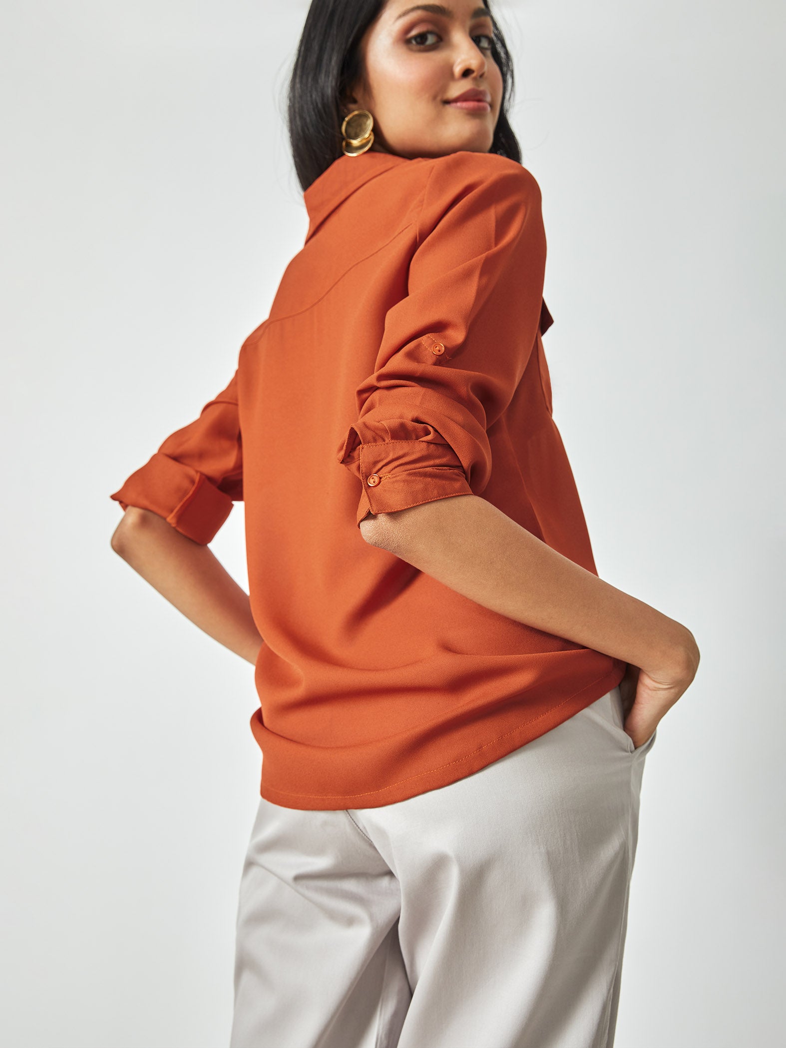 Rust Pleated Top