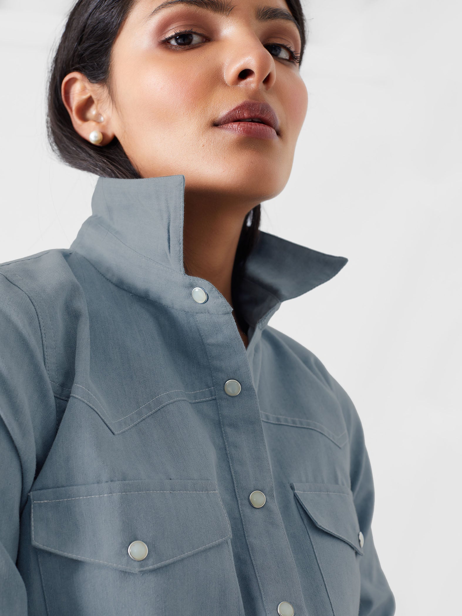 Soft denim button down shirt
