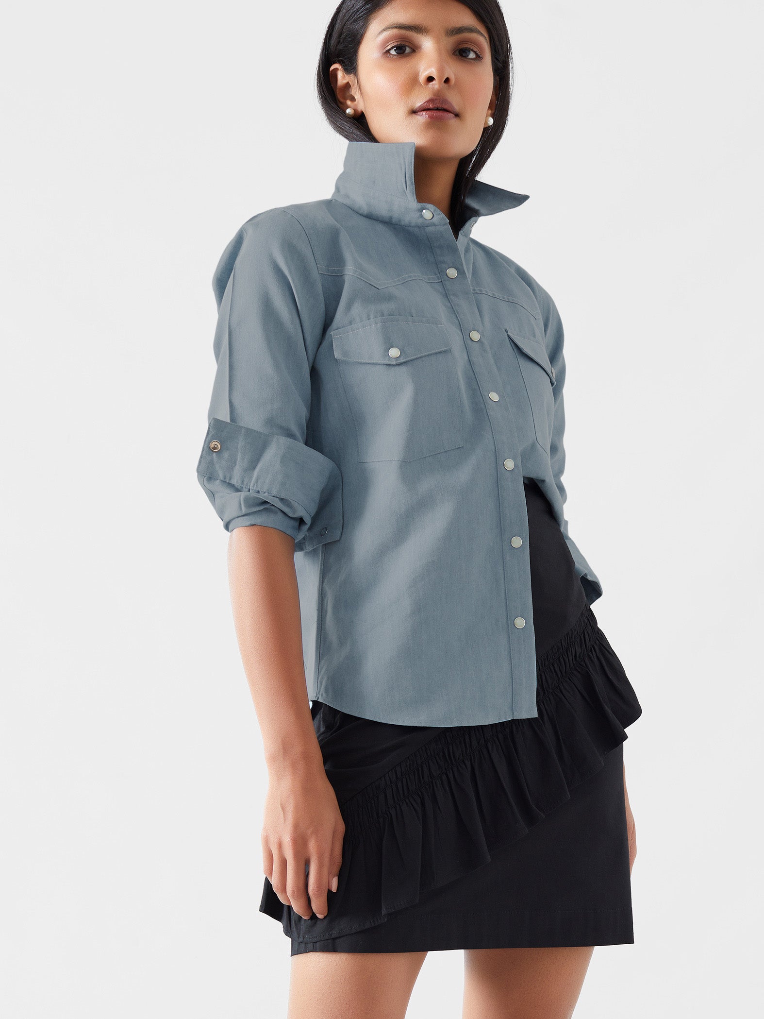 Soft denim button down shirt