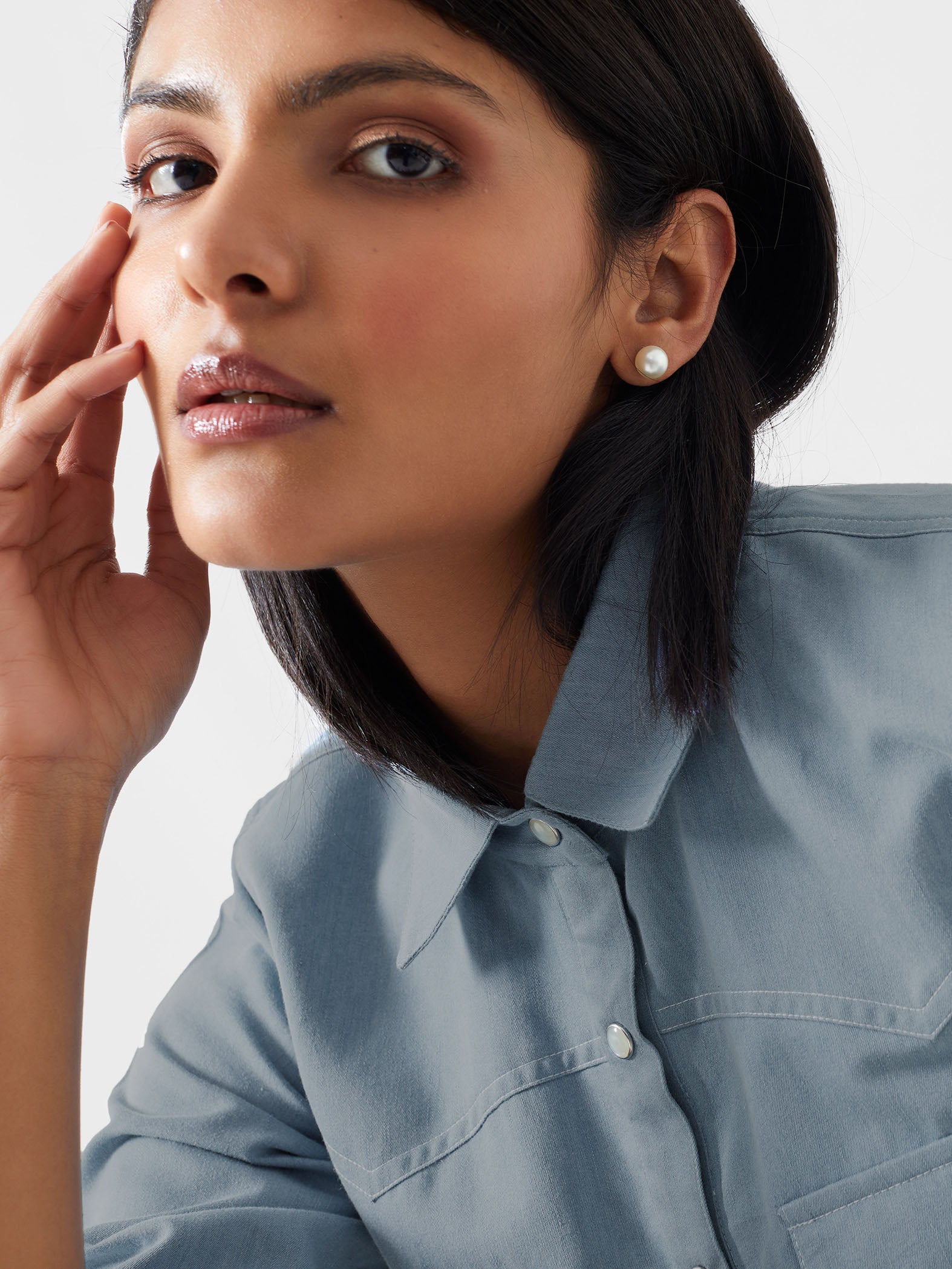 Soft denim button down shirt