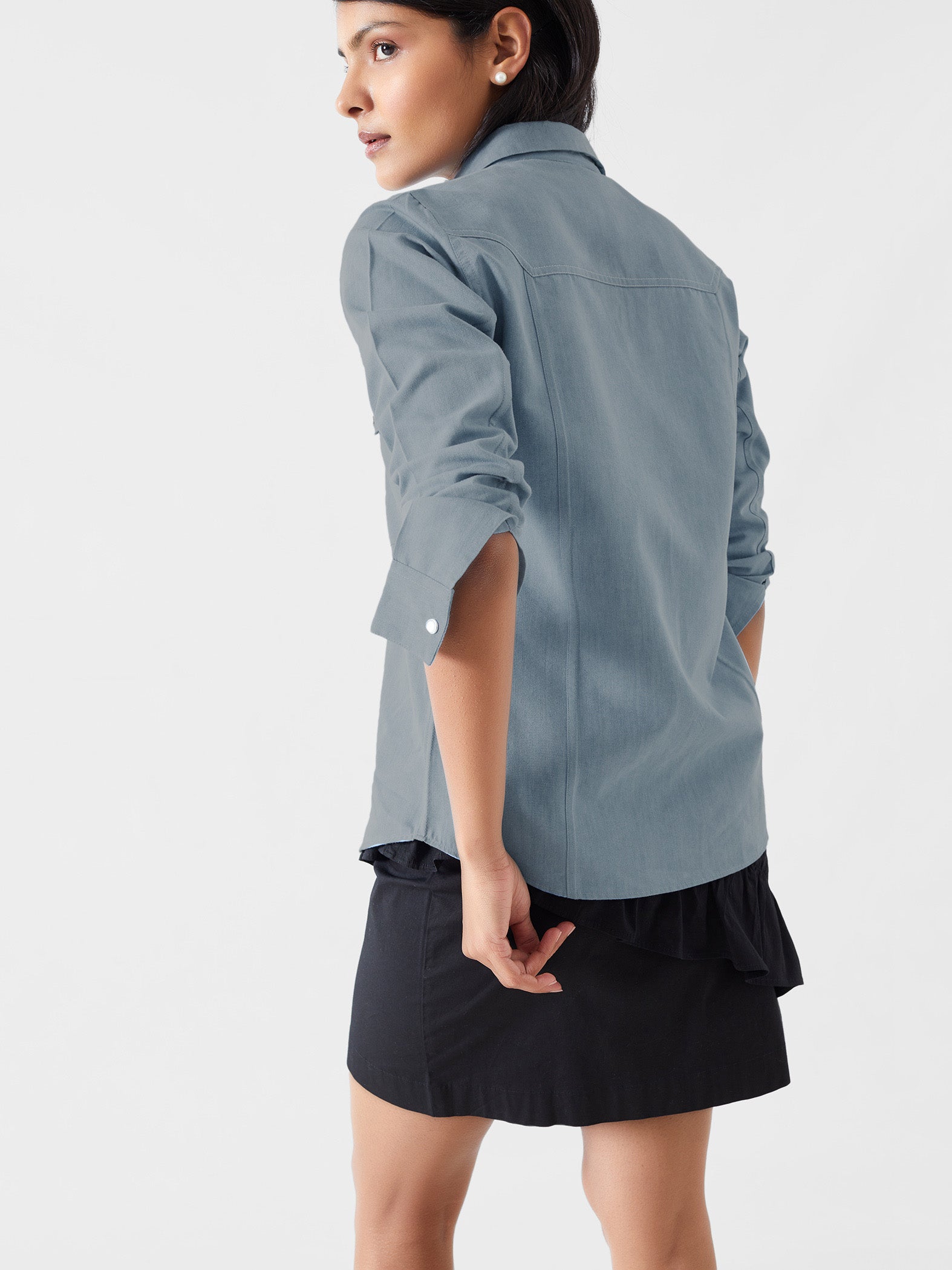 Soft denim button down shirt