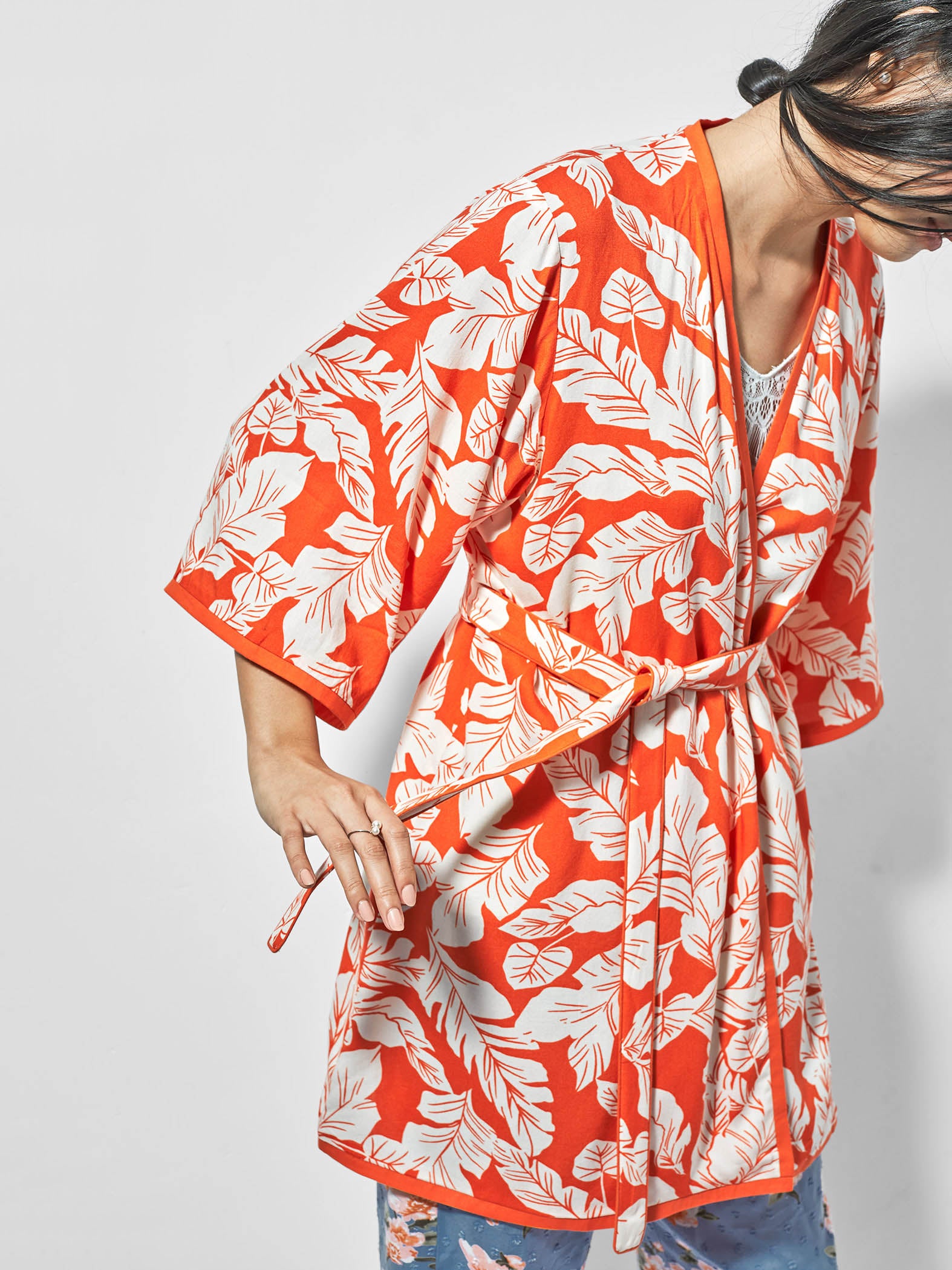 Tangerine Printed Sleep Robe