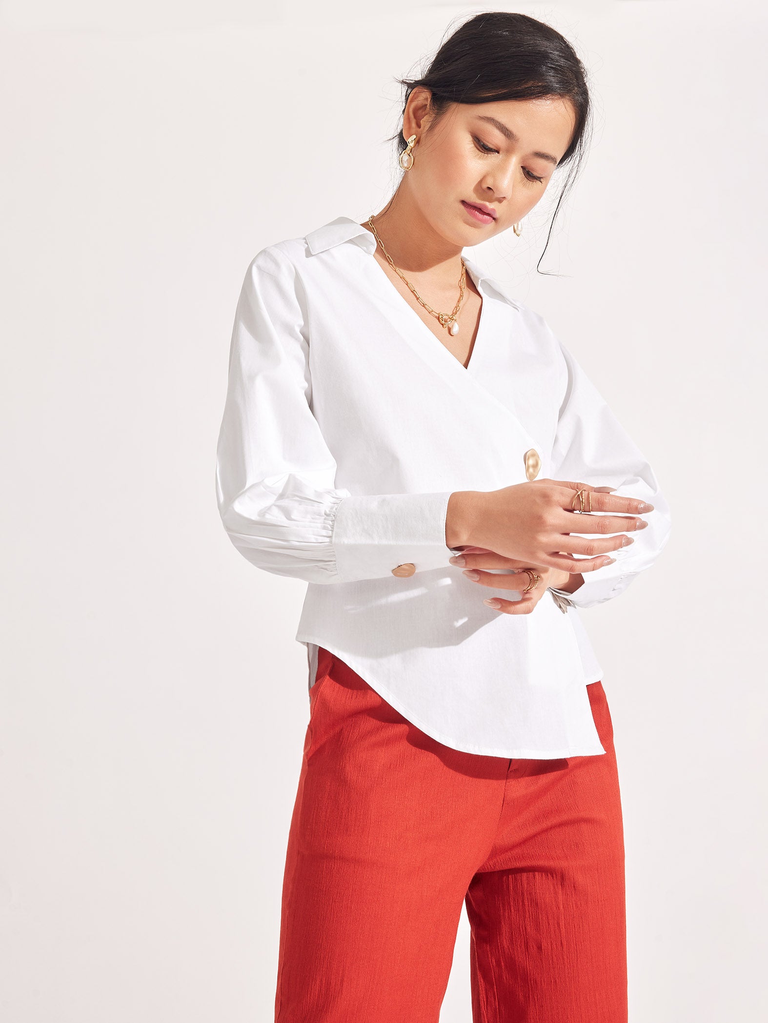 White Asymmetric Hem Top