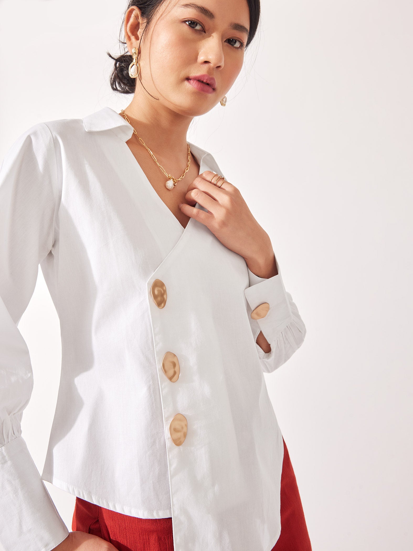 White Asymmetric Hem Top