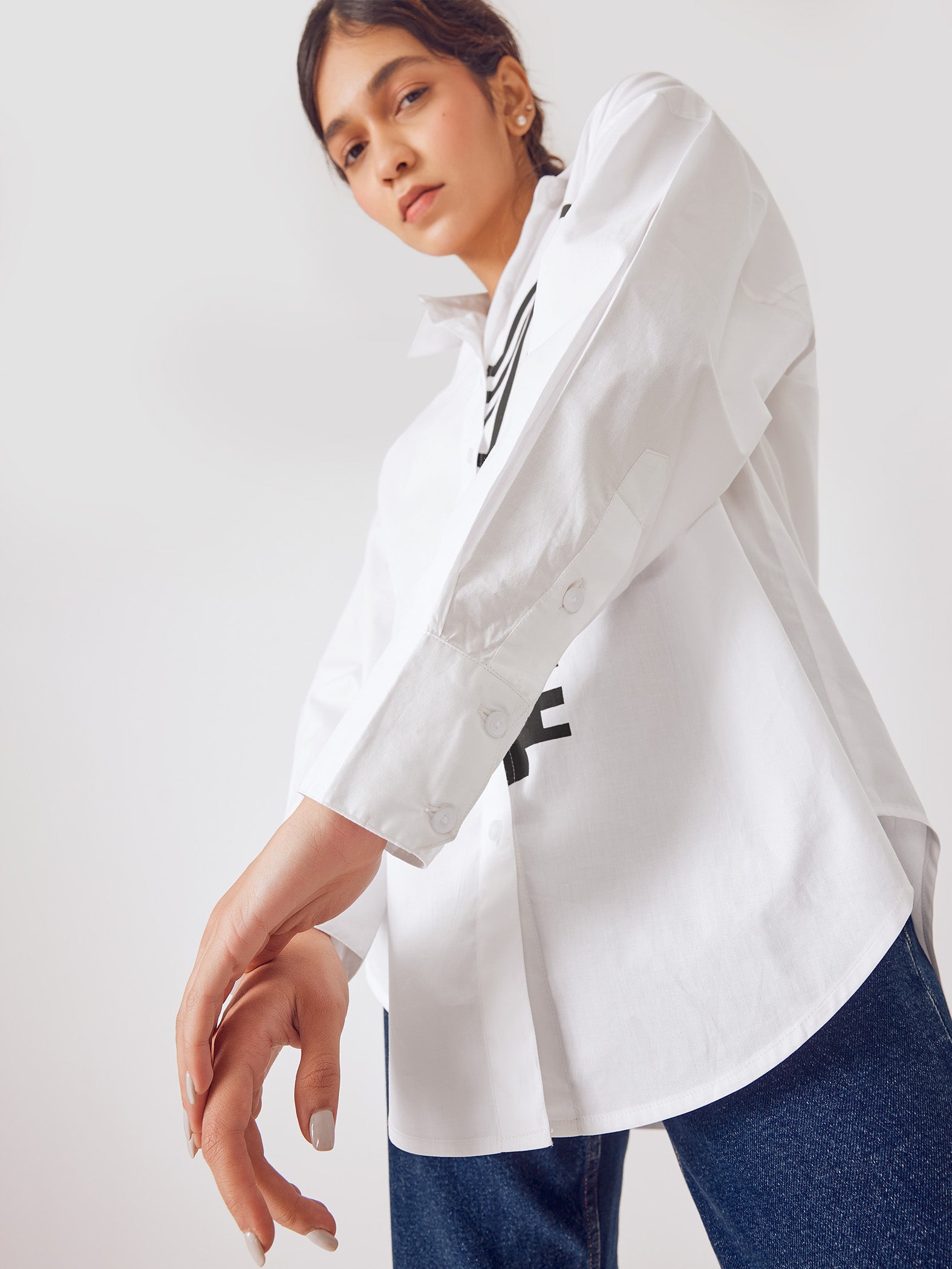White Monogram Key Print Shirt