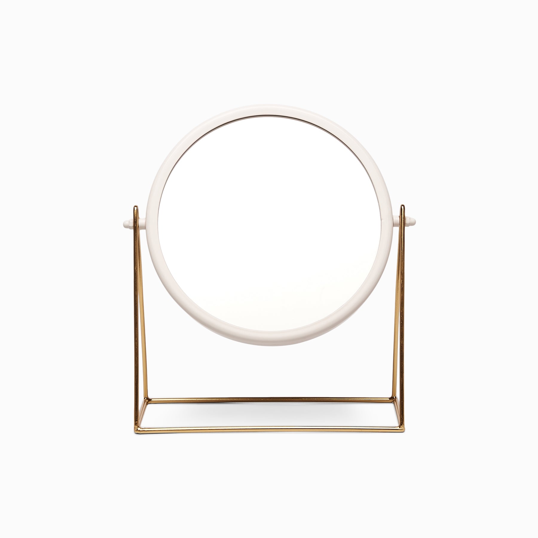 White & Gold Minimal Round Table Mirror