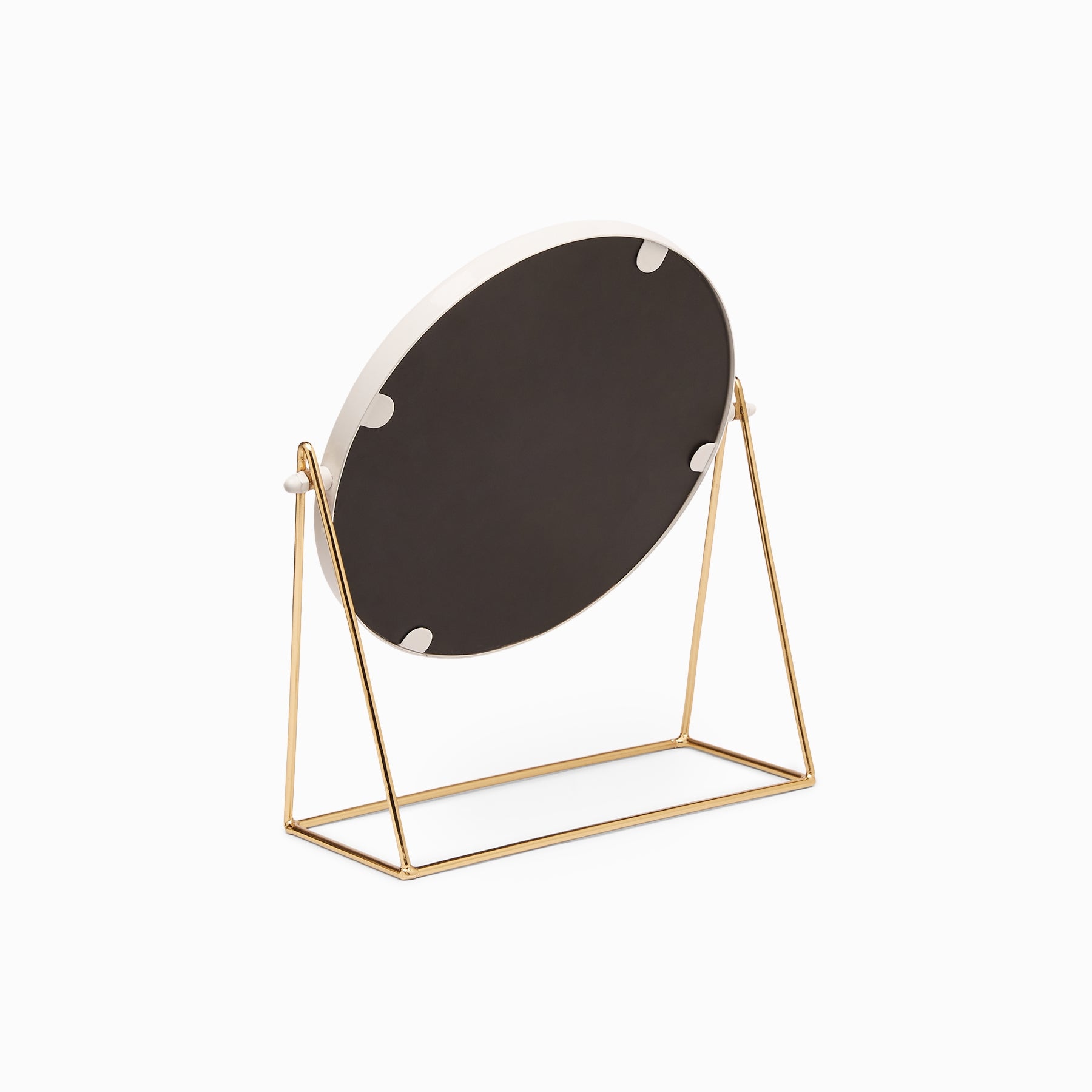White & Gold Minimal Round Table Mirror