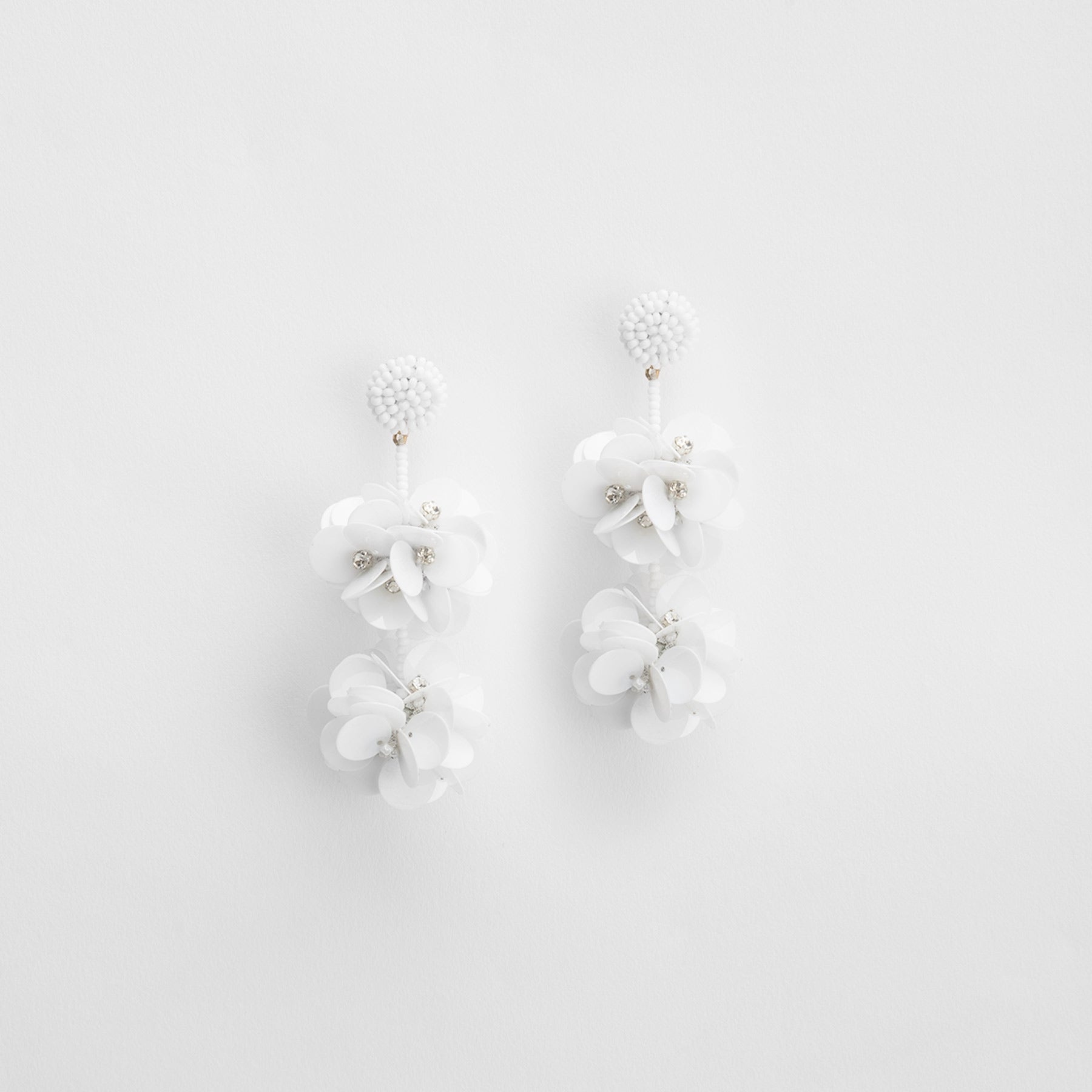 White Flower Drop Earrings