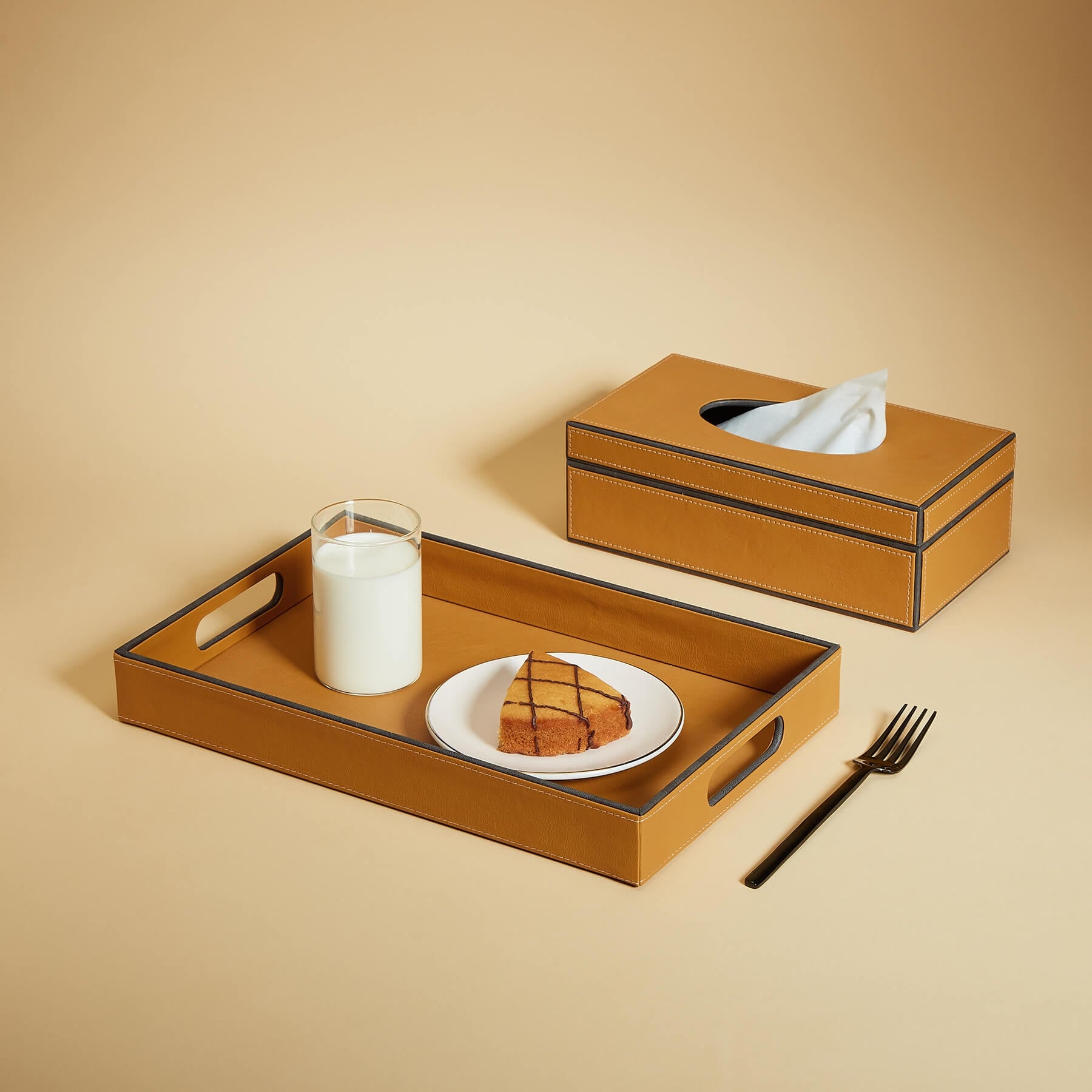 Ochre Leather Tissue Box