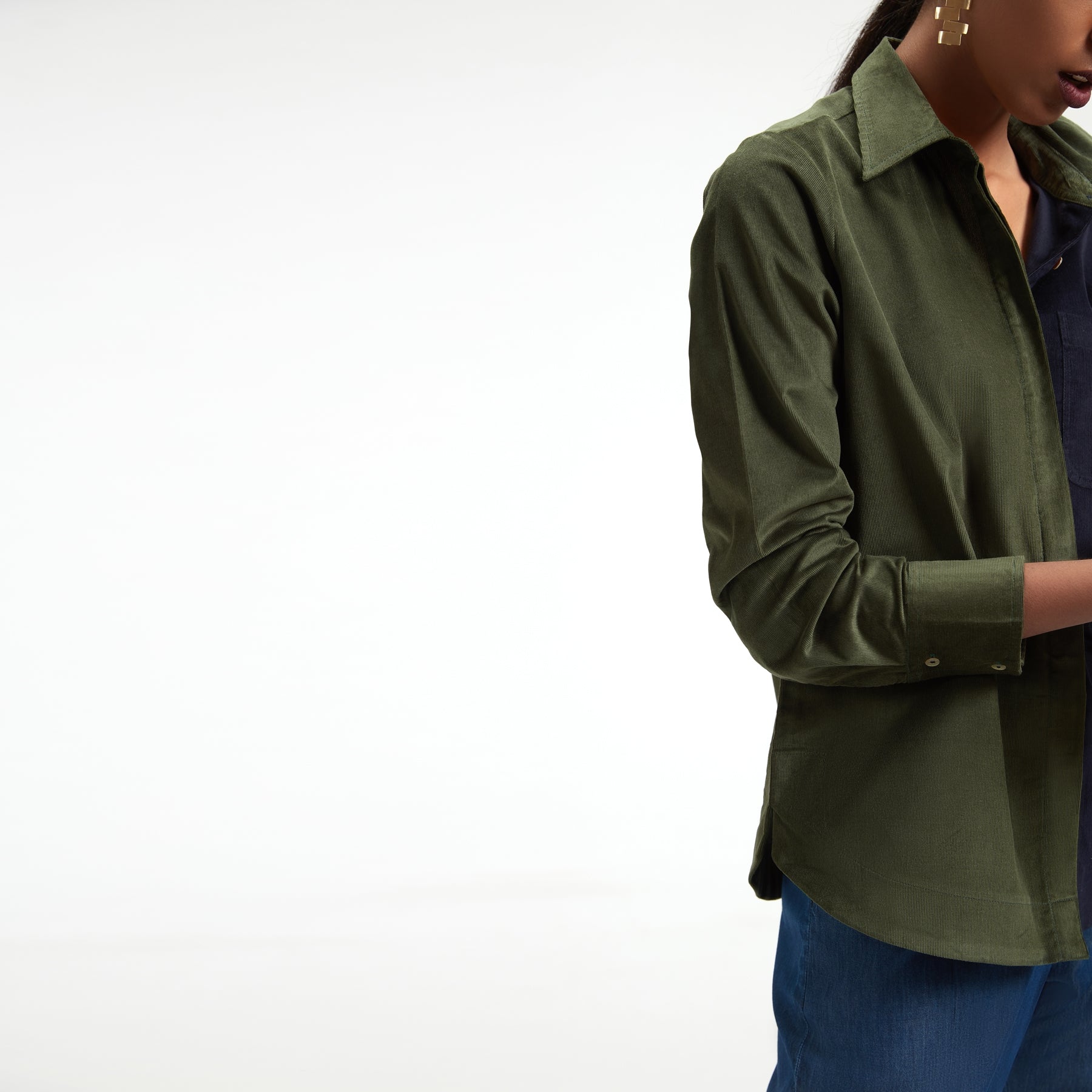 Navy & Emerald Corduroy Shirt