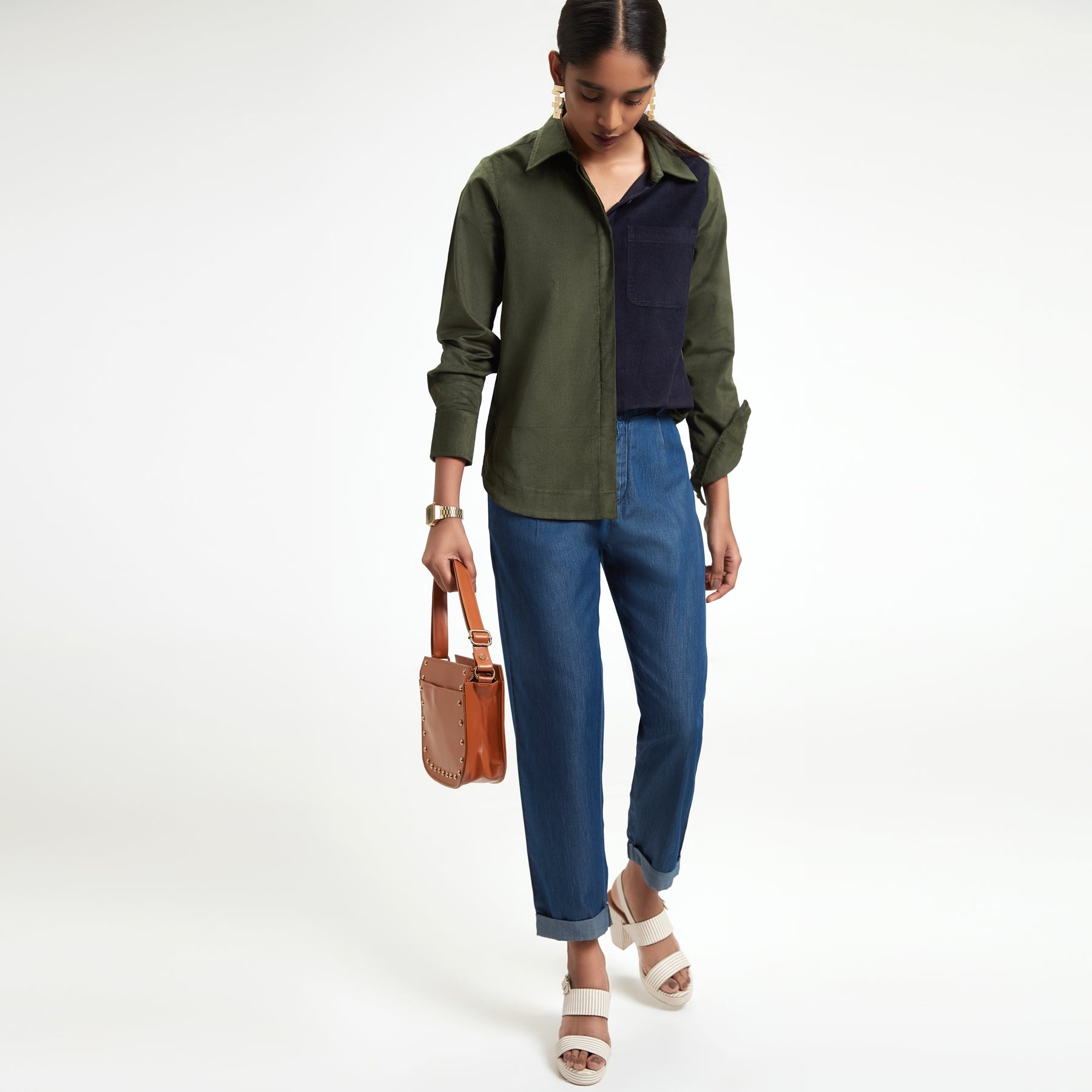 Navy & Emerald Corduroy Shirt
