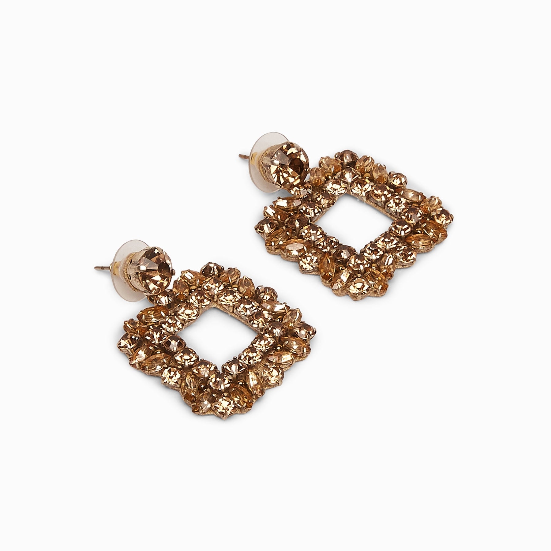 Champagne Crystal Square Earrings
