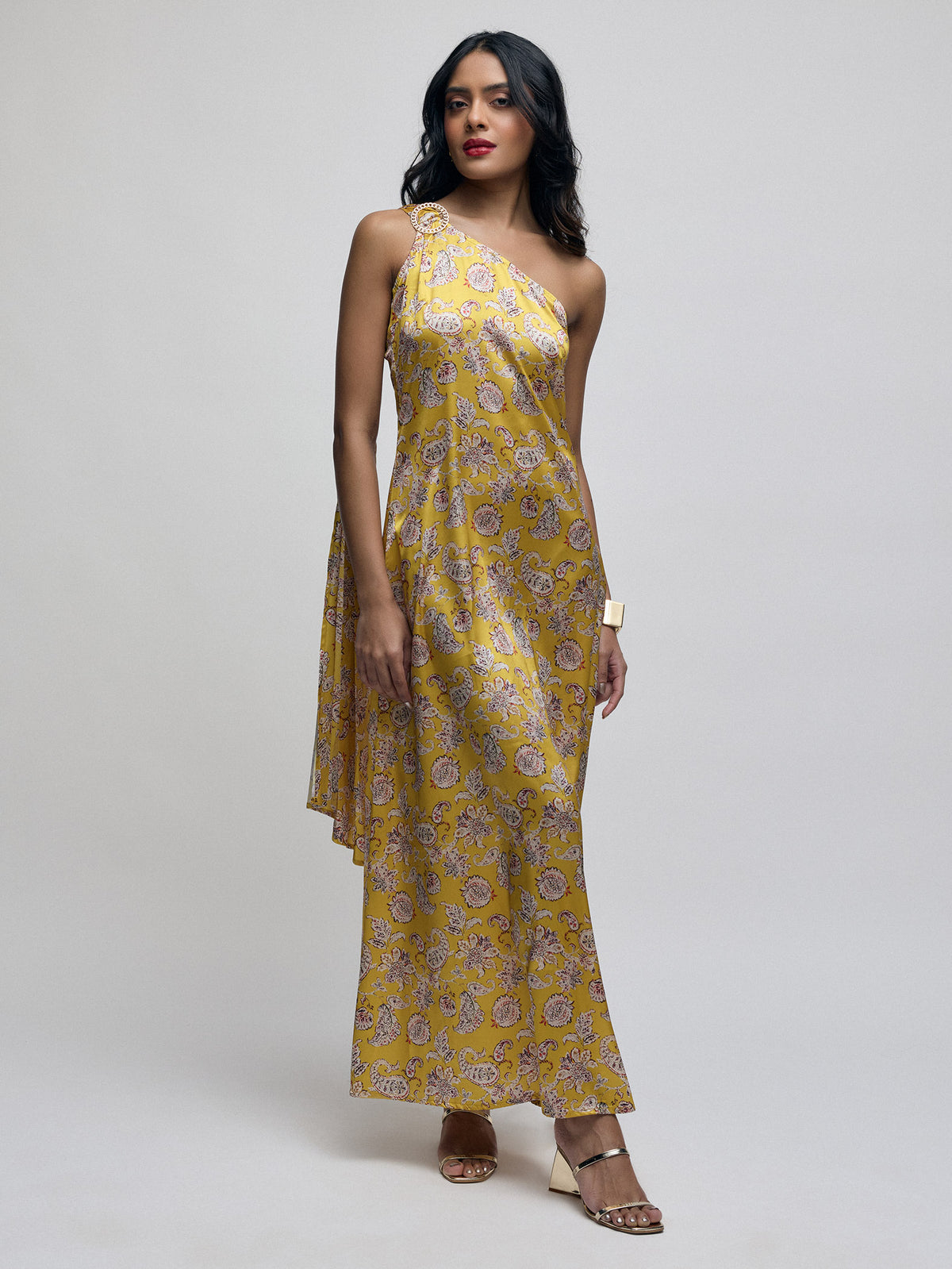 Amber Paisley One Shoulder Dress