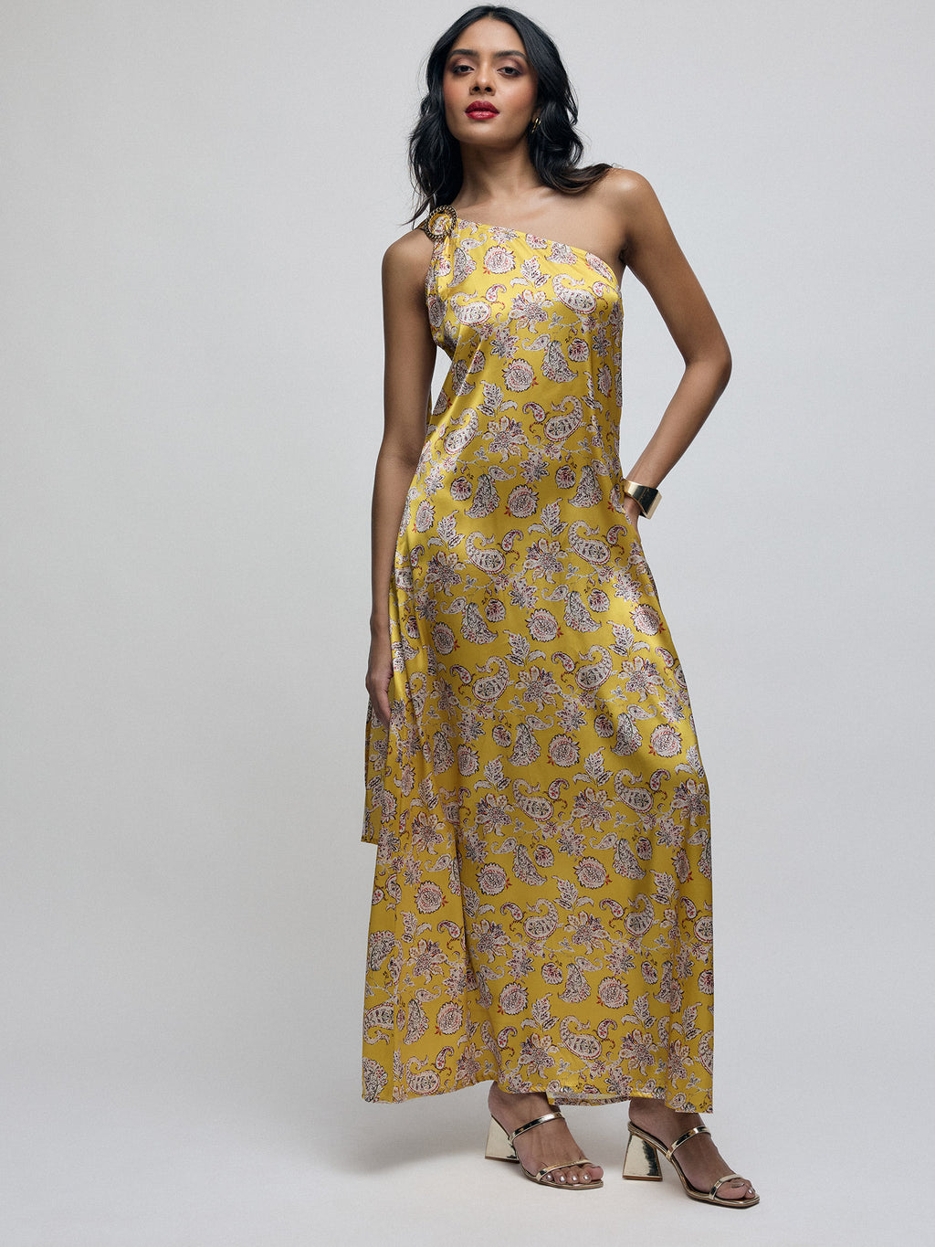 Amber Paisley One Shoulder Dress