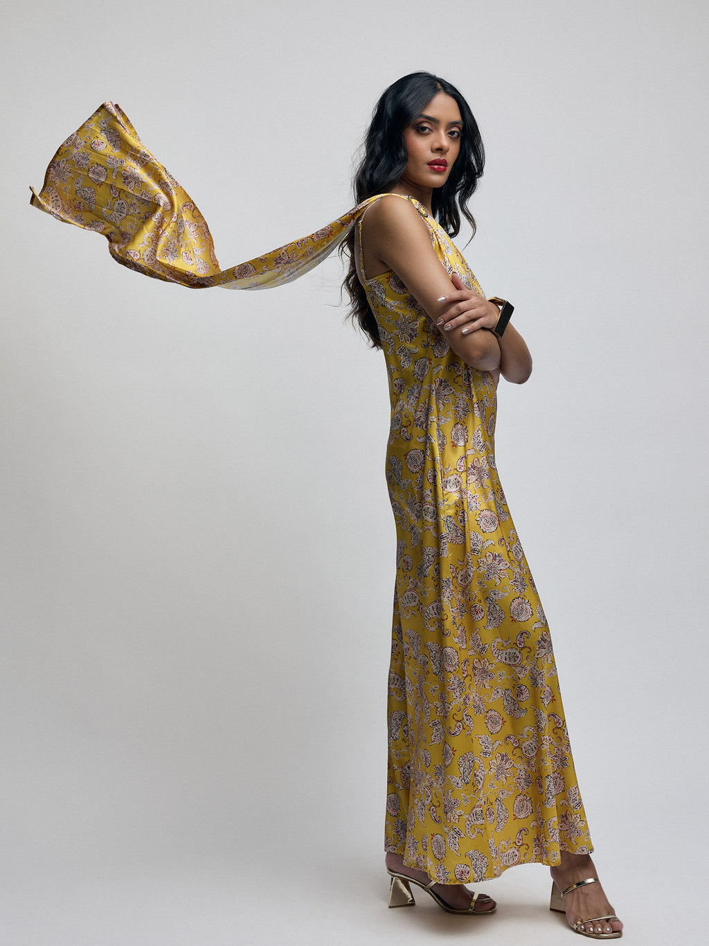 Amber Paisley One Shoulder Dress