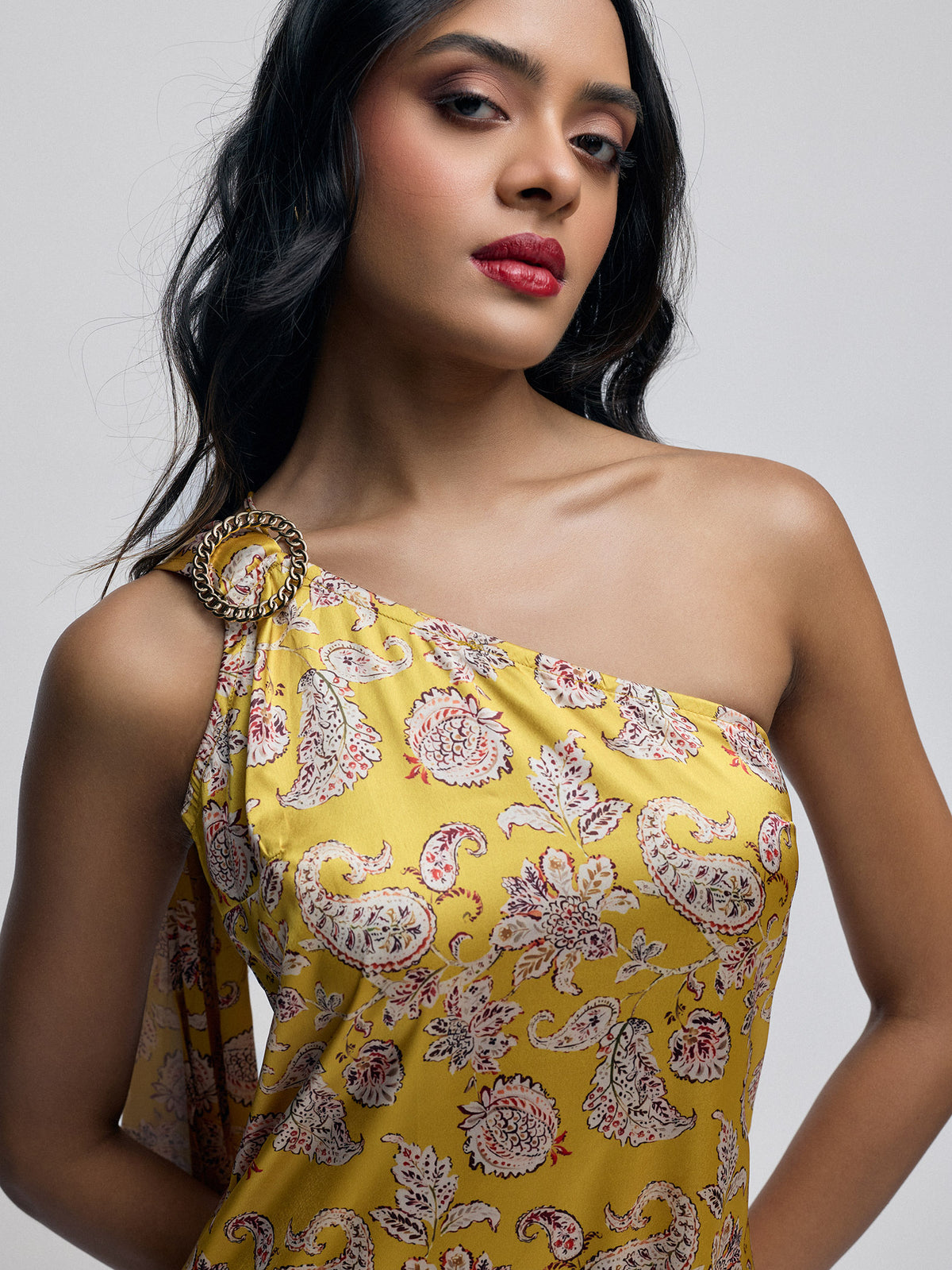 Amber Paisley One Shoulder Dress