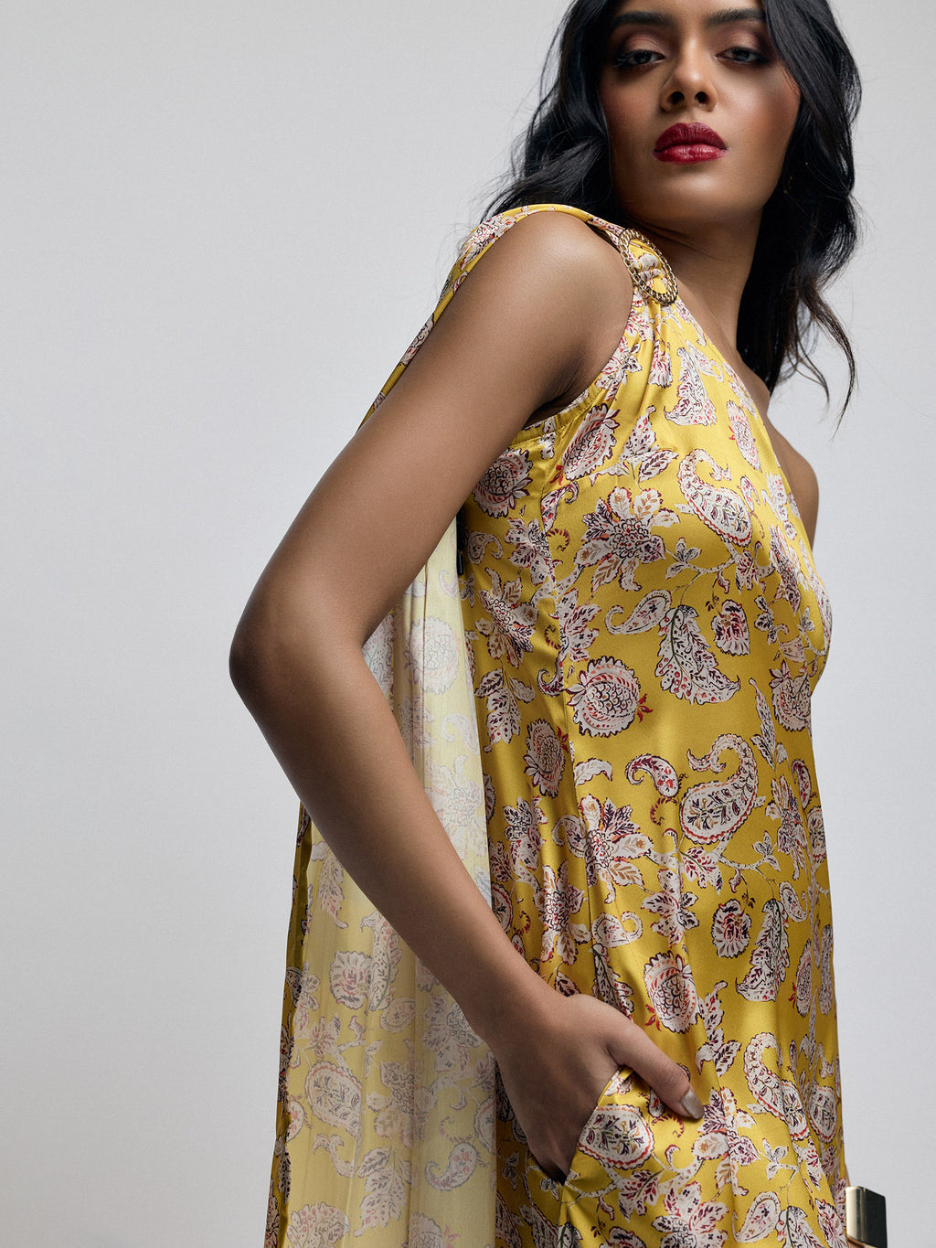 Amber Paisley One Shoulder Dress