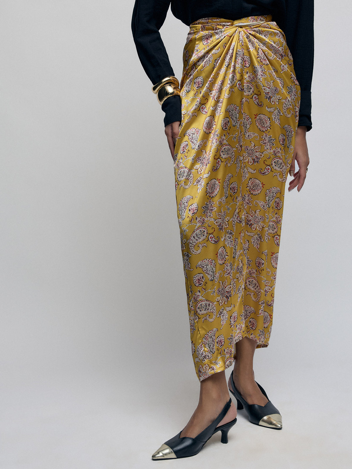 Amber Paisley Twist Wrap Skirt