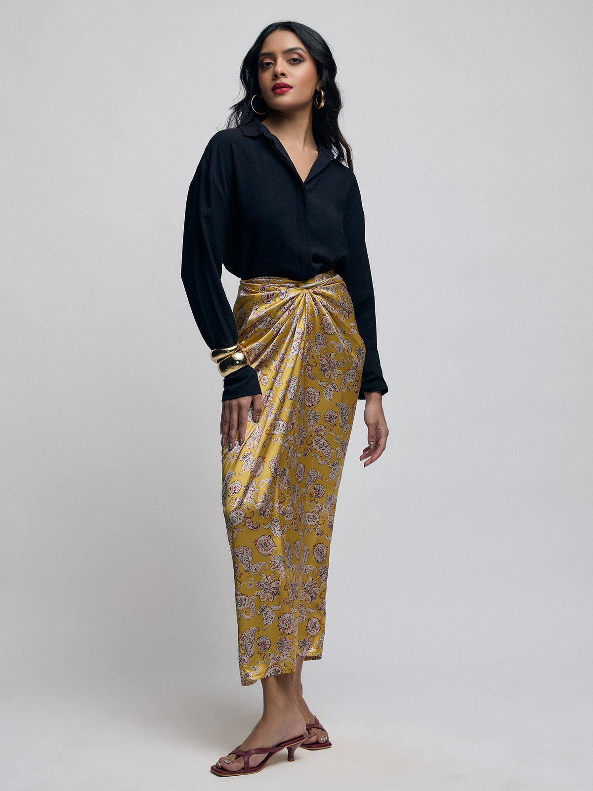 Amber Paisley Twist Wrap Skirt