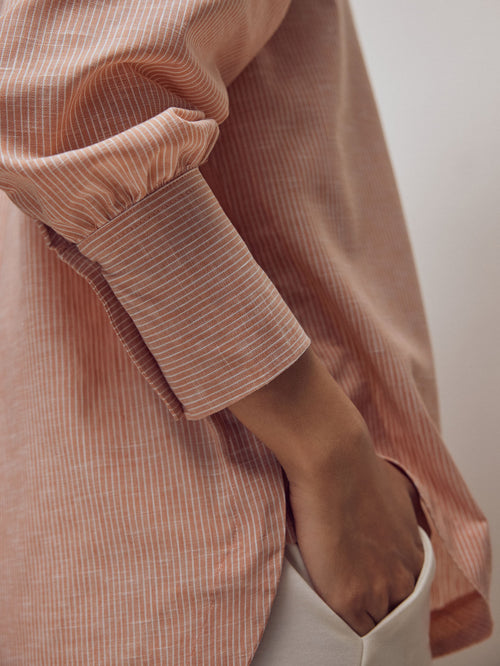 Apricot Striped Oversized Shirt