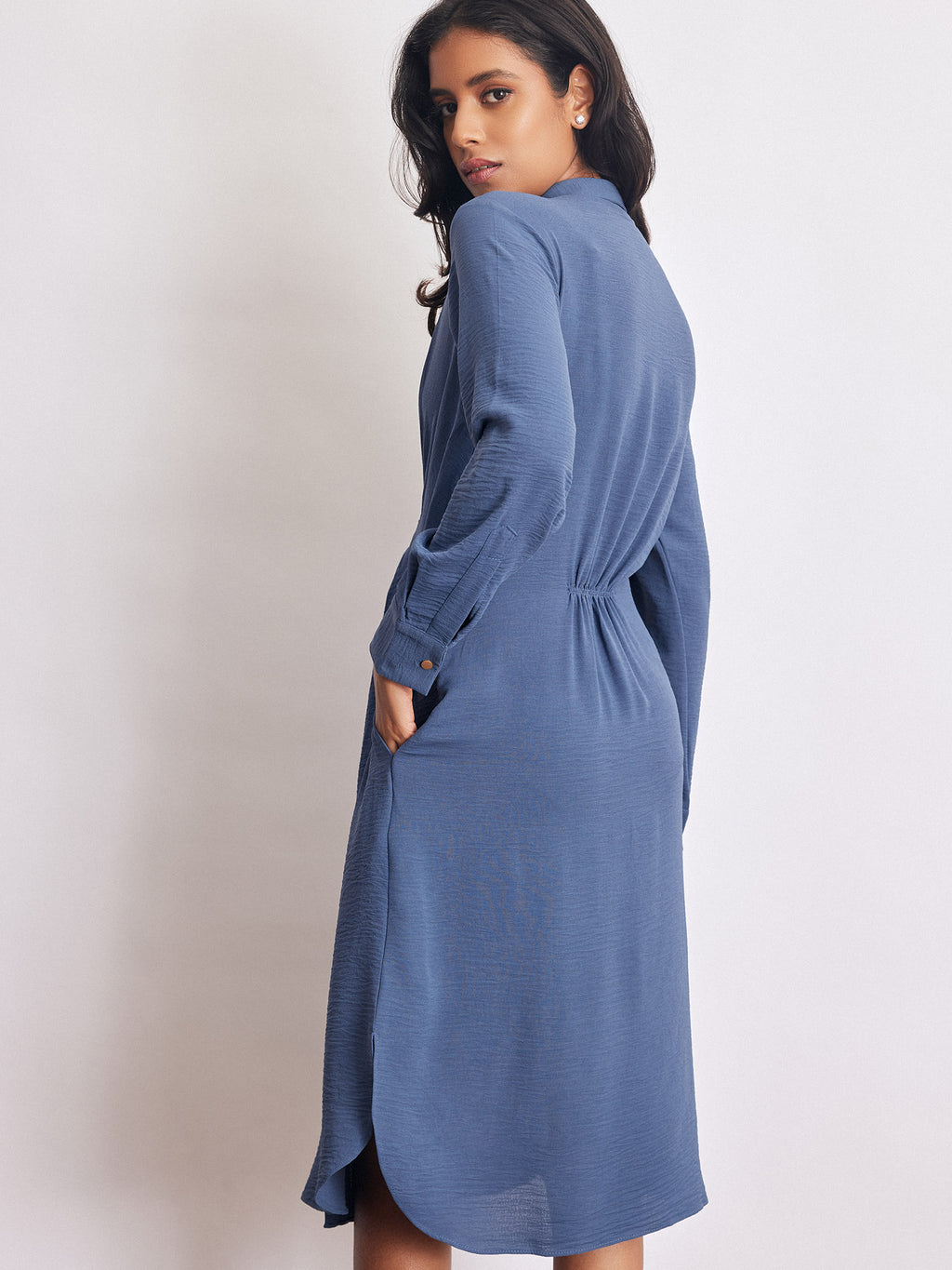 Azure Twist Front Midi Dress