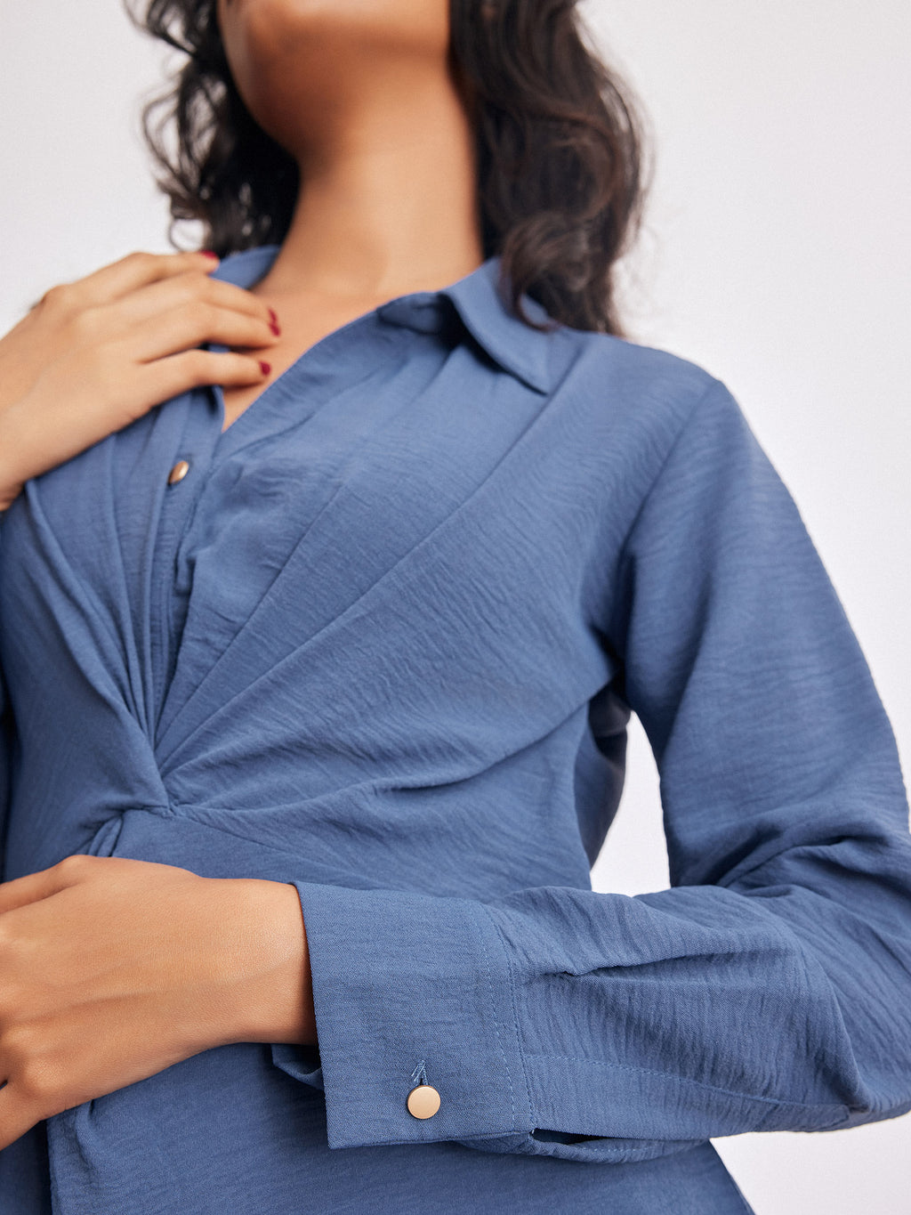 Azure Twist Front Midi Dress