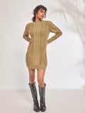 Beige Cable Knit Mini Dress