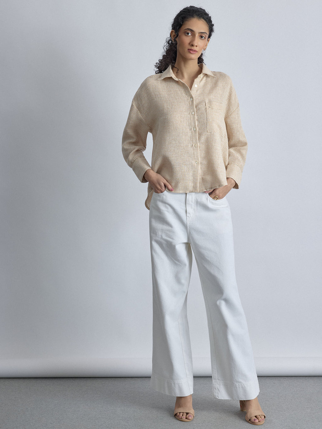 Beige Jute Lace Detail Shirt