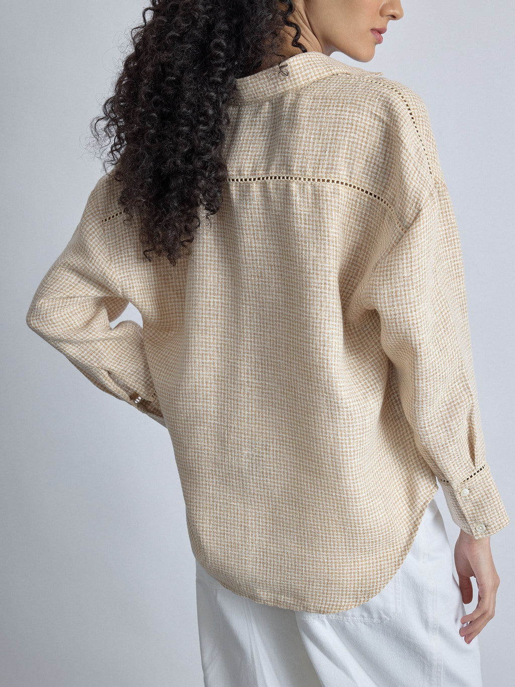 Beige Jute Lace Detail Shirt