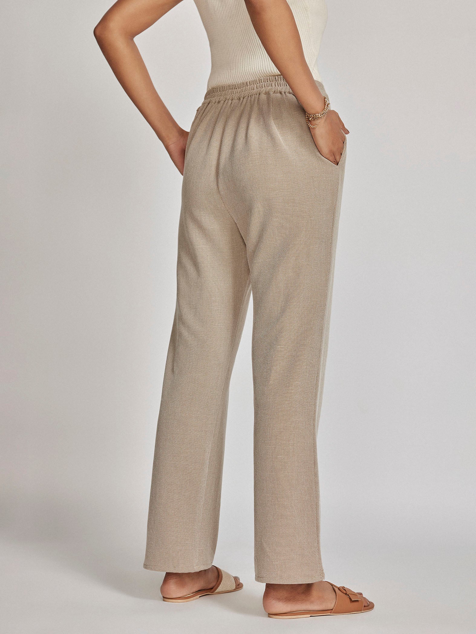 Beige Knit High Waisted Pants