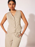 Beige Tailored Waistcoat