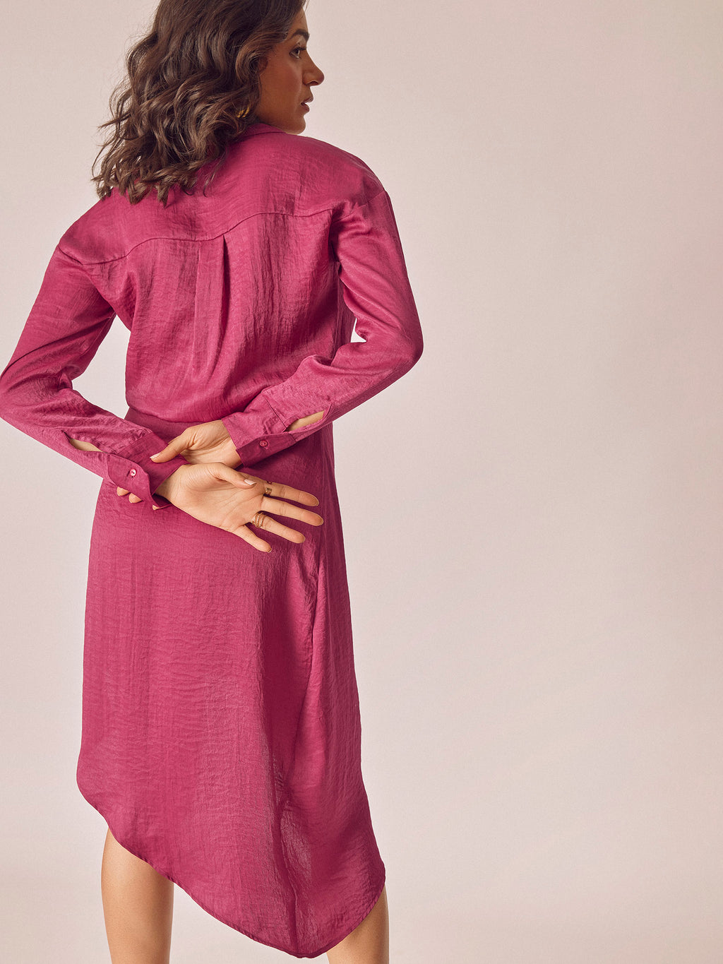 Berry Satin Asymmetric Draped Dress