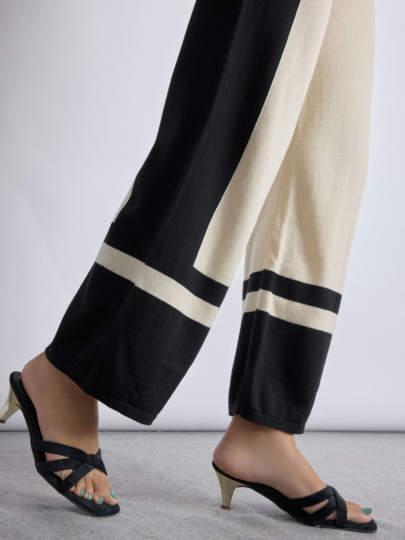 Black Colourblock Knit Pants